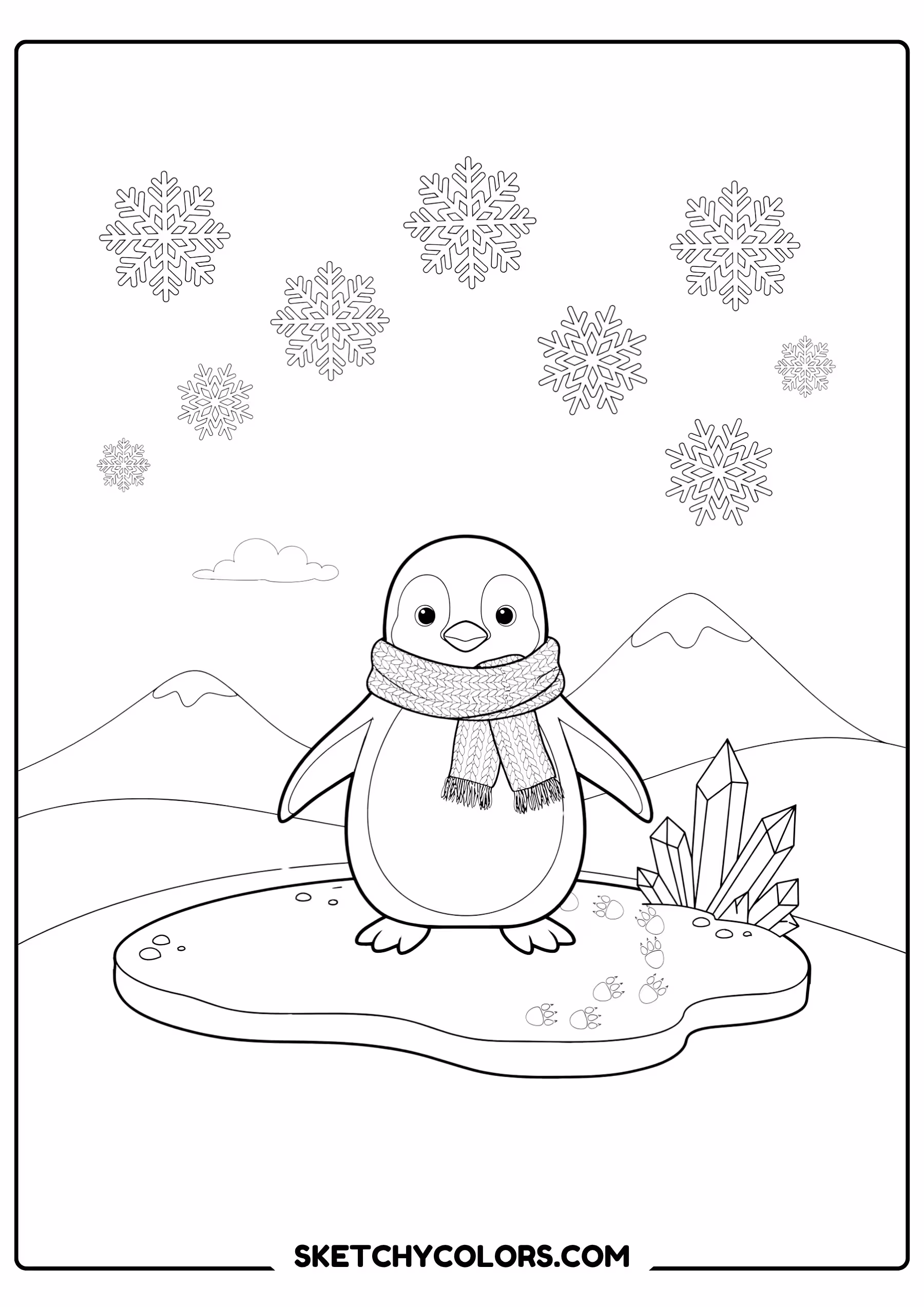 penguin baby penguin in a winter scarf free printable for kids