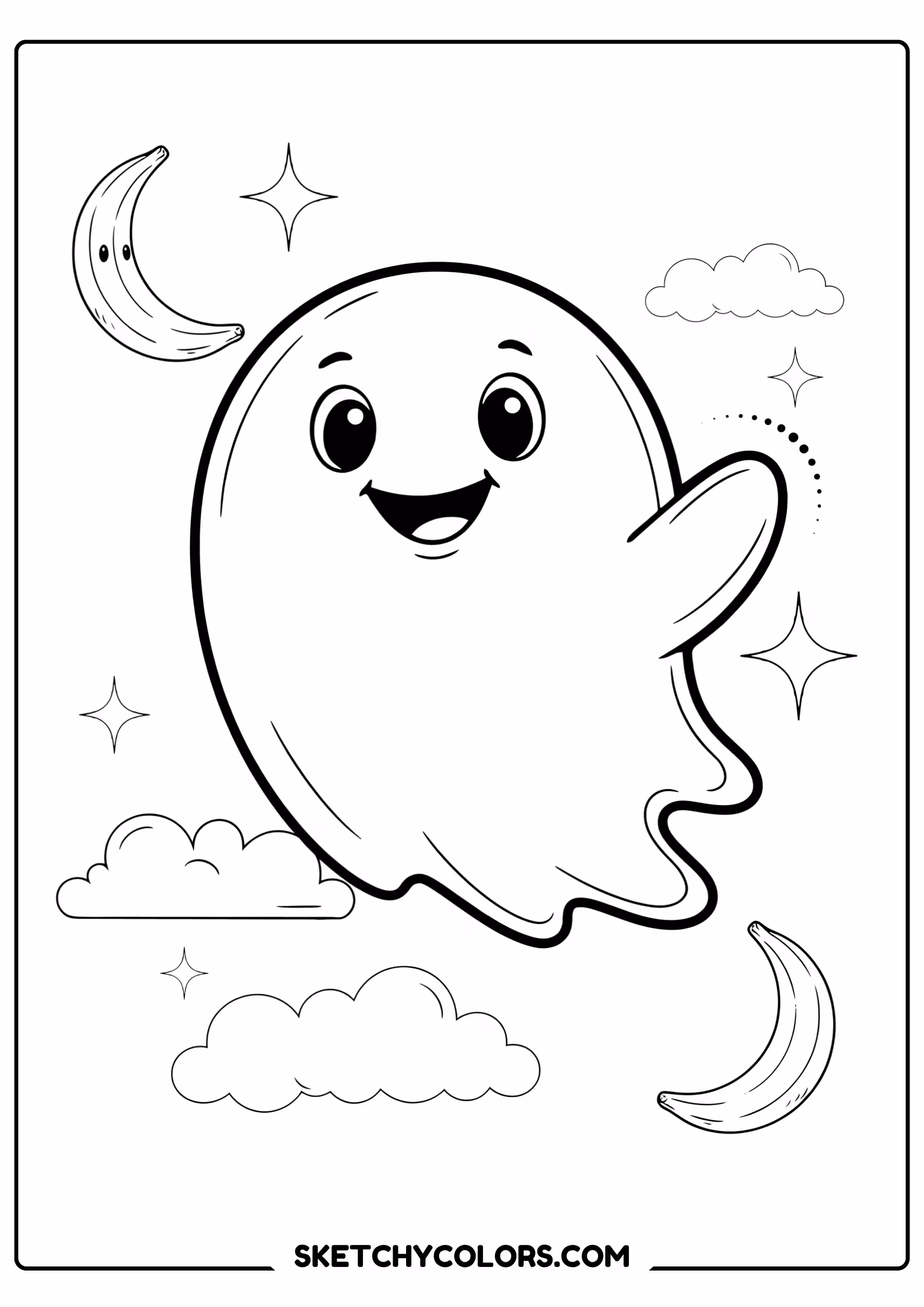 halloween coloring page friendly ghost waving free printable pdf