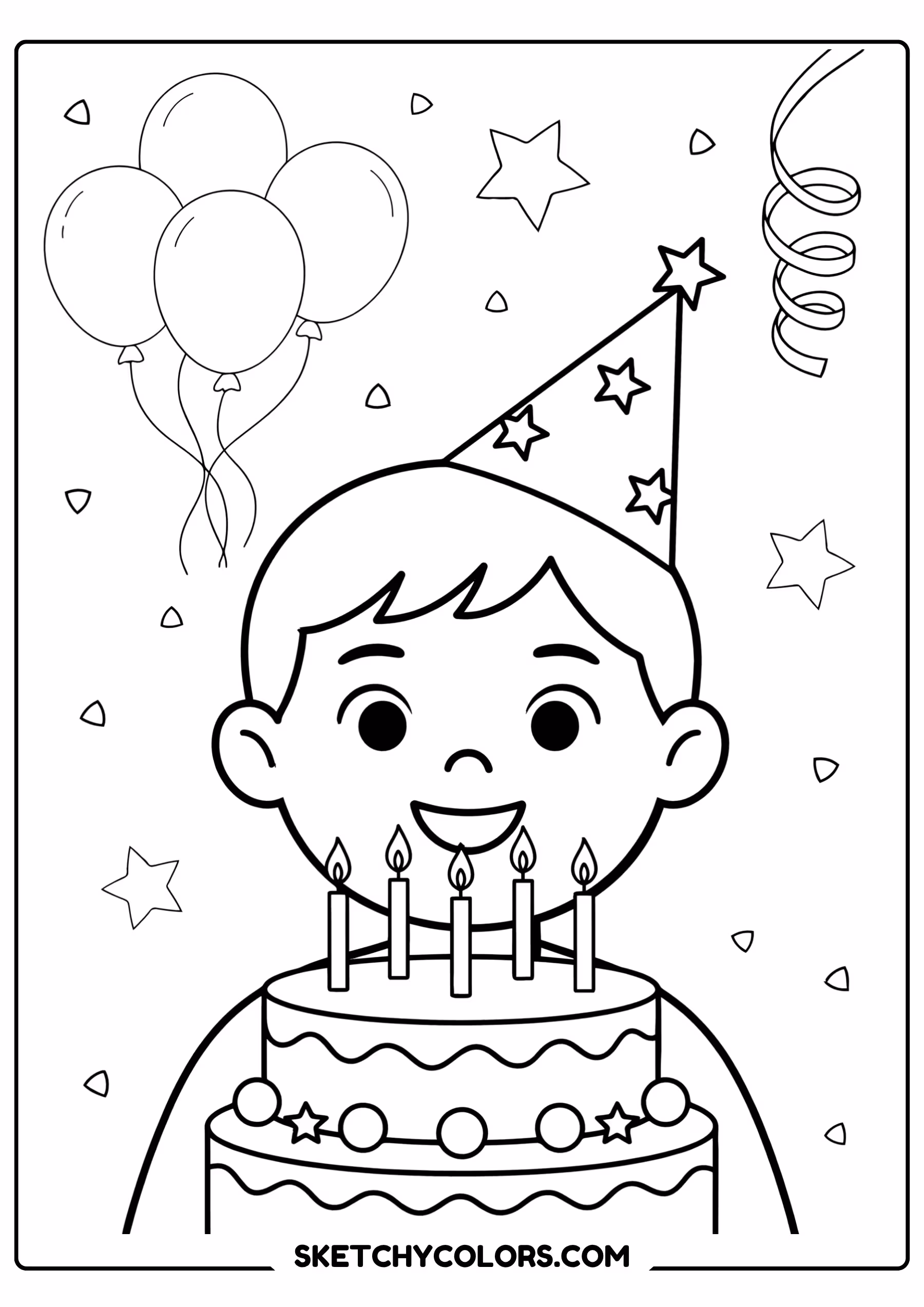 happy birthday coloring page child birthday crown cake free printable pdf