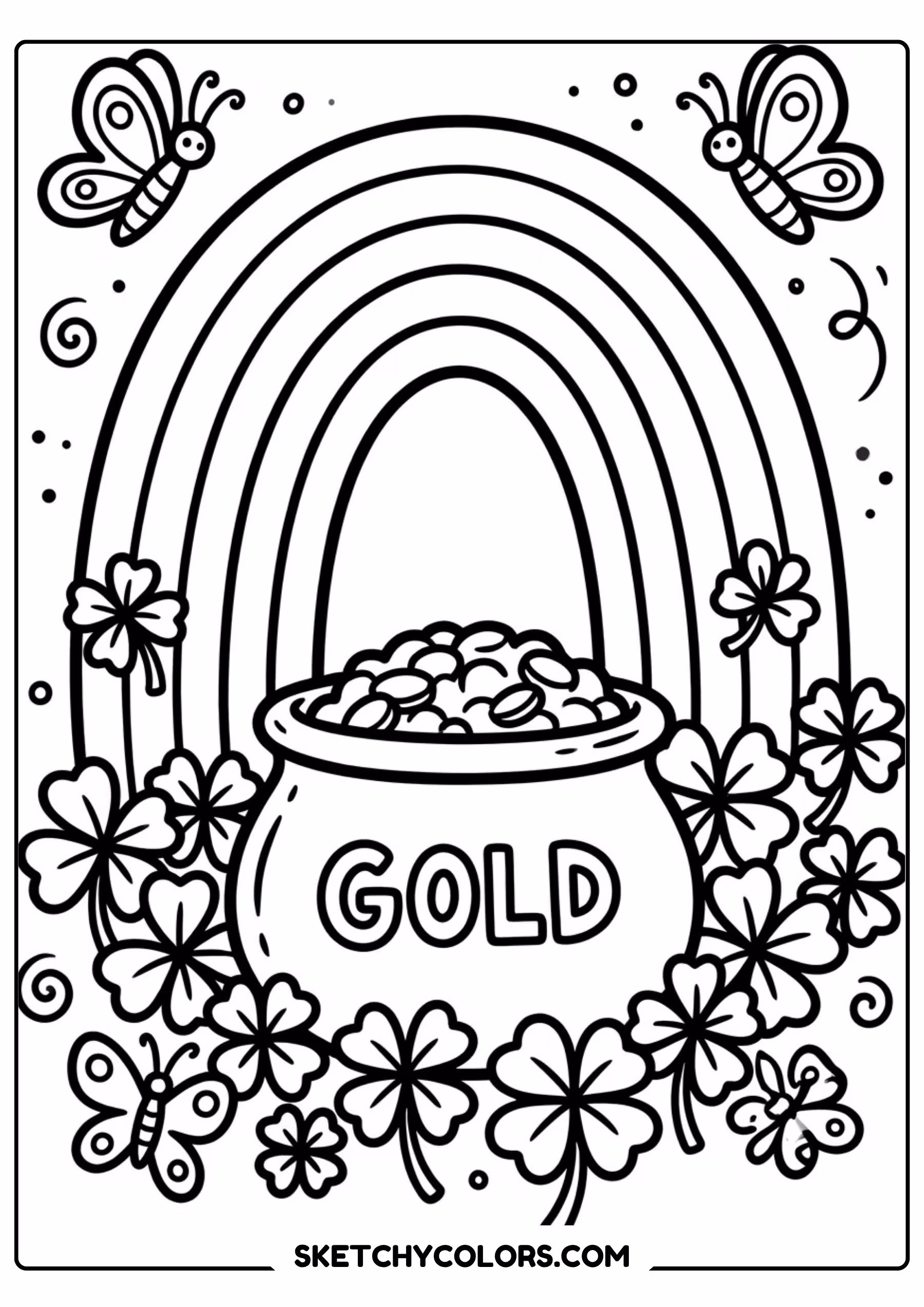 rainbow clover coloring page printable
