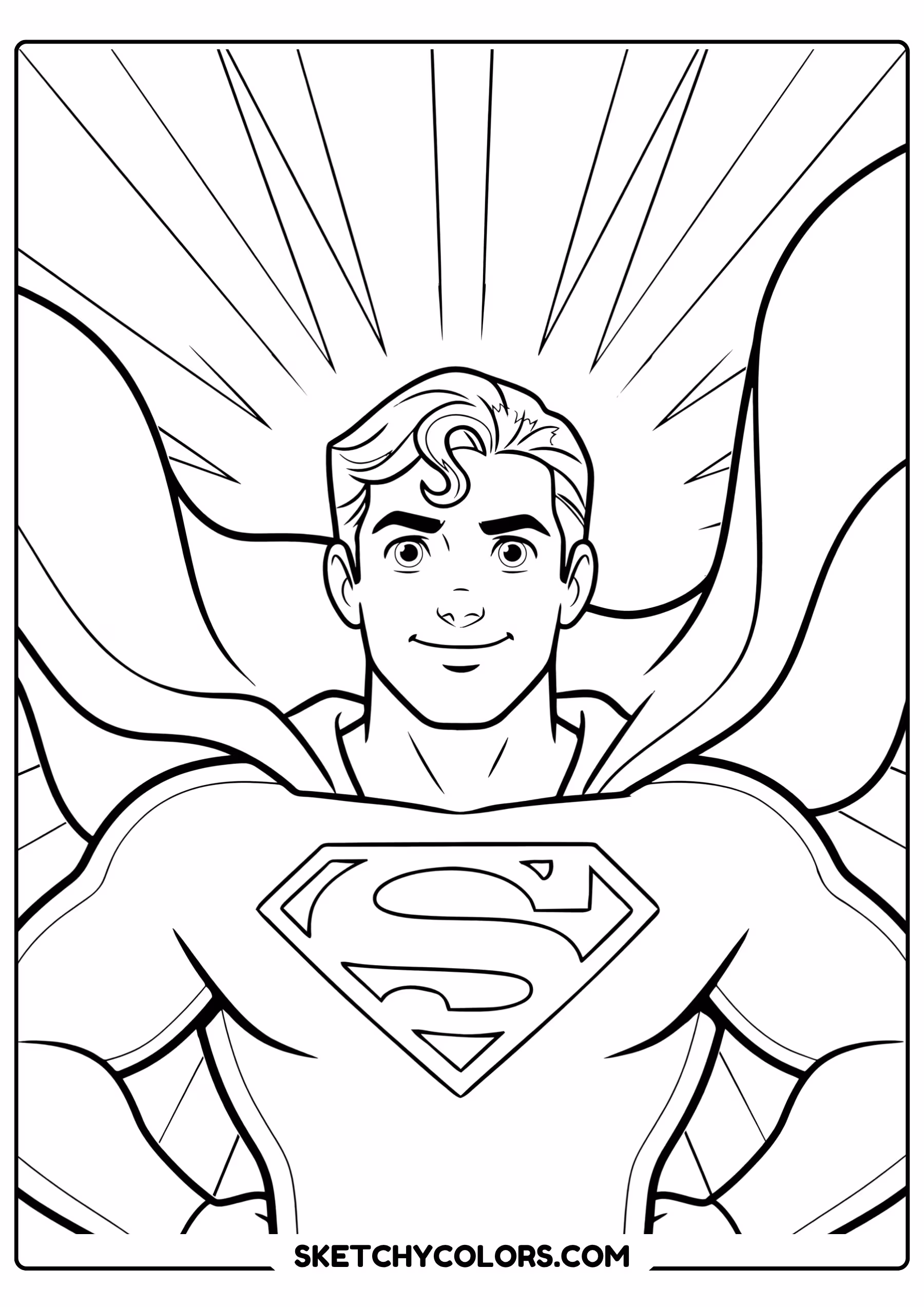 superman heroic pose coloring page free printable pdf