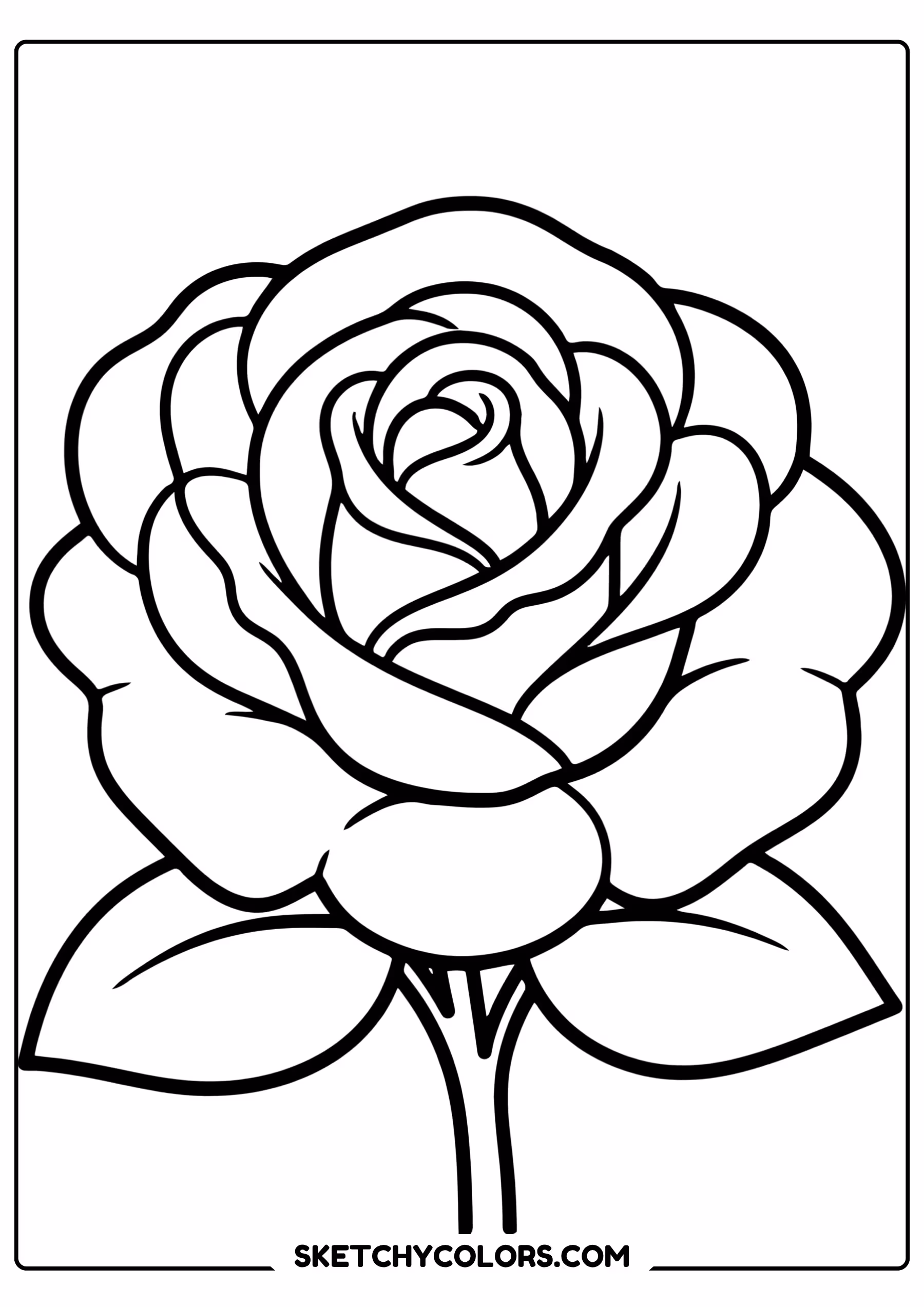 rose coloring page giant blossom front view petals free printable pdf