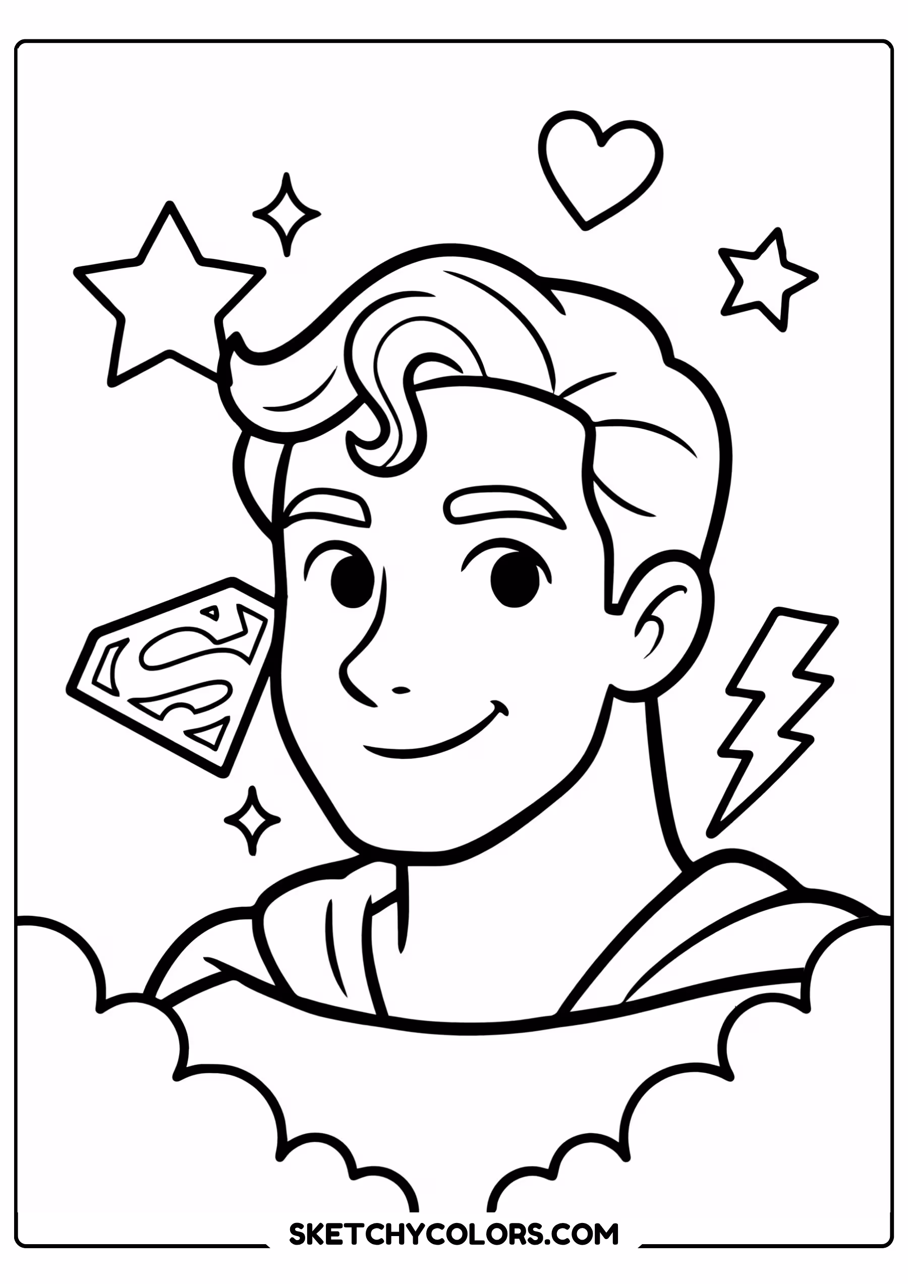 superman stars symbols coloring page free printable for kids