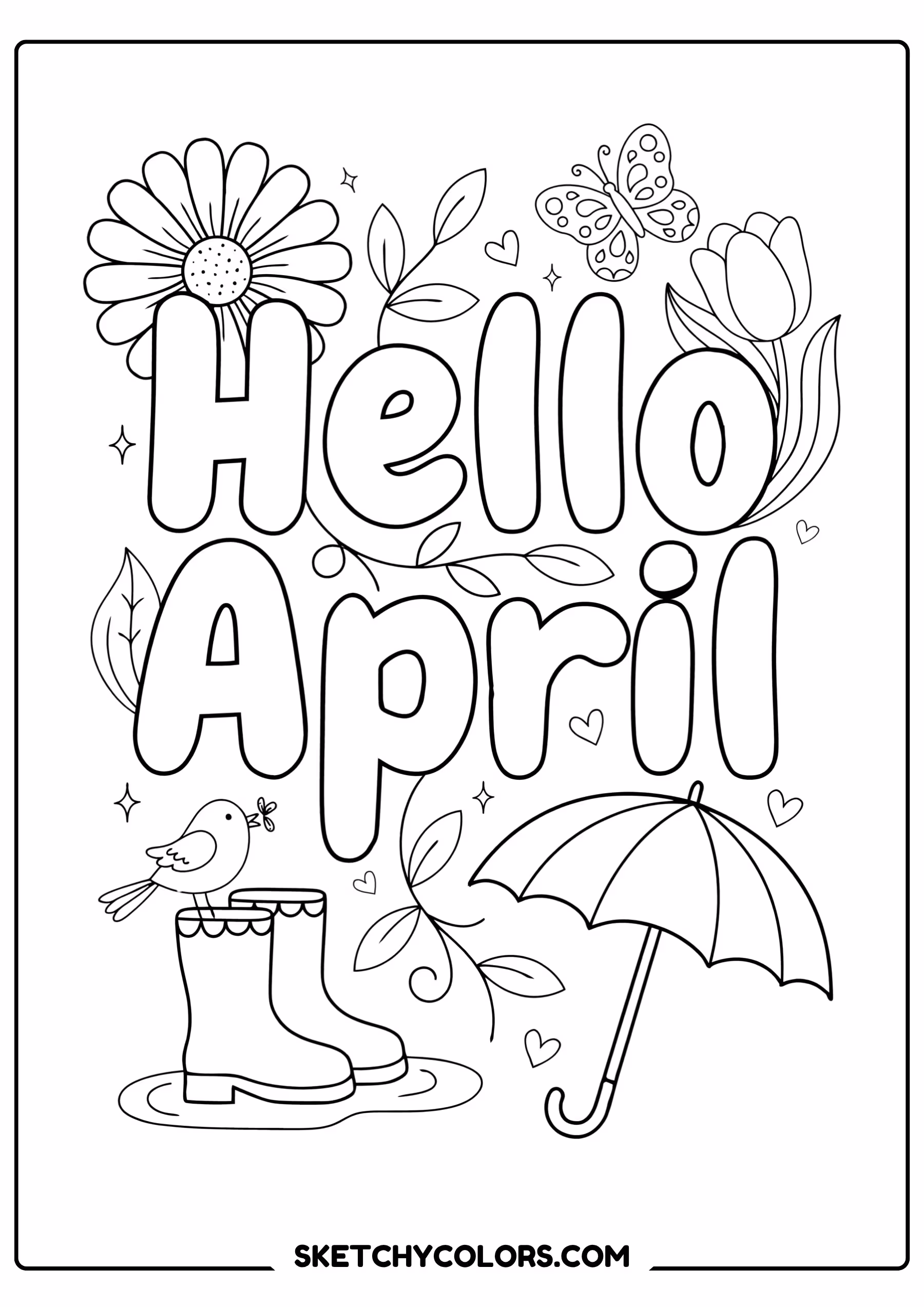 april hello april printable coloring page pdf
