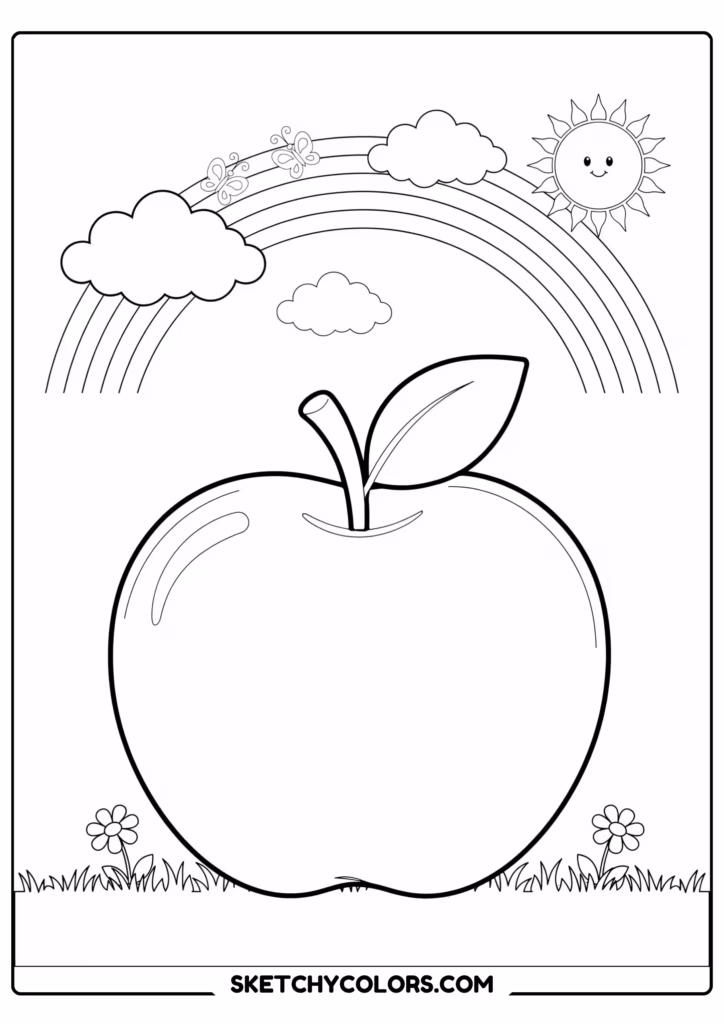 apple rainbow apple s printable coloring page pdf