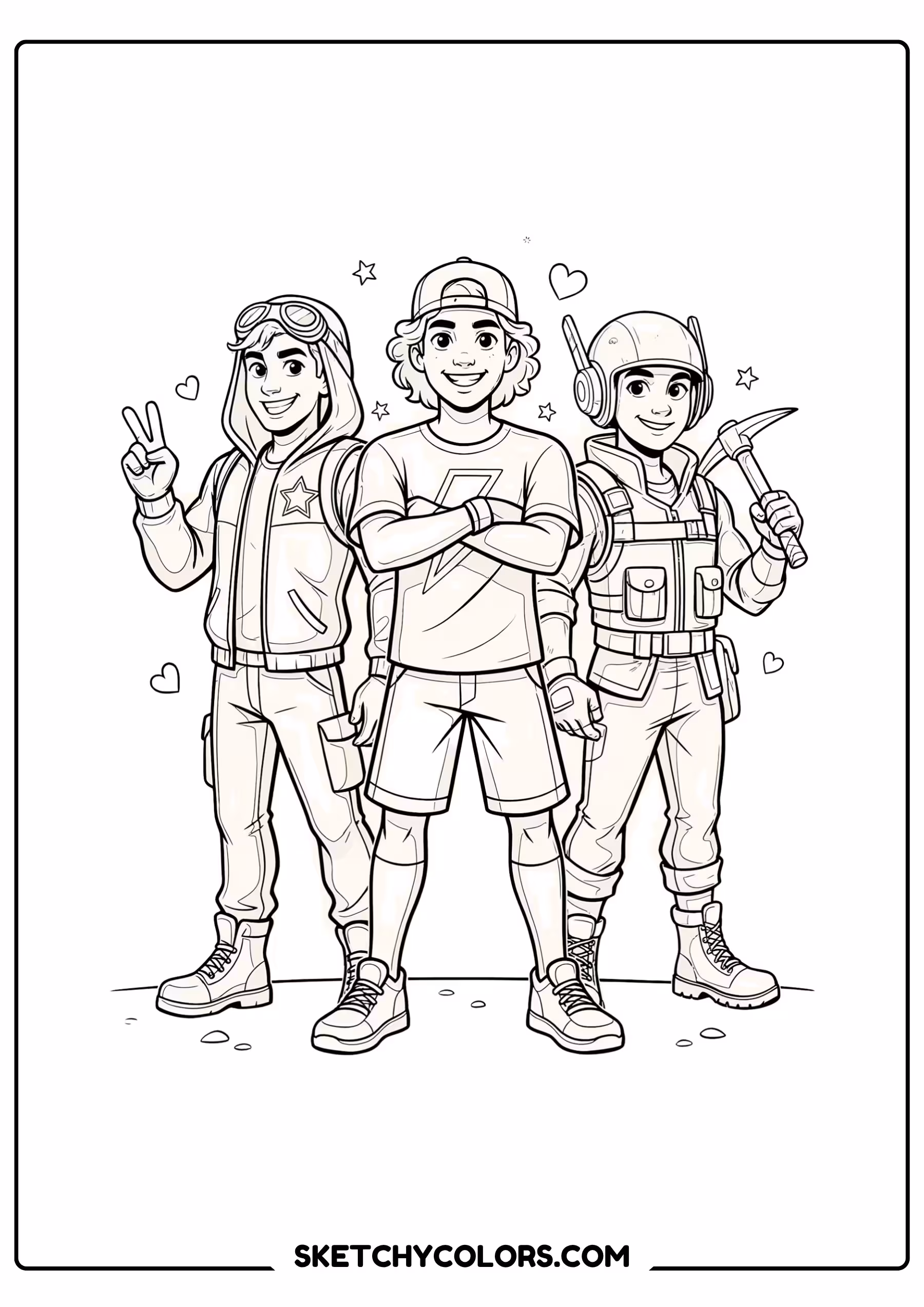 fortnite squad team printable coloring page pdf