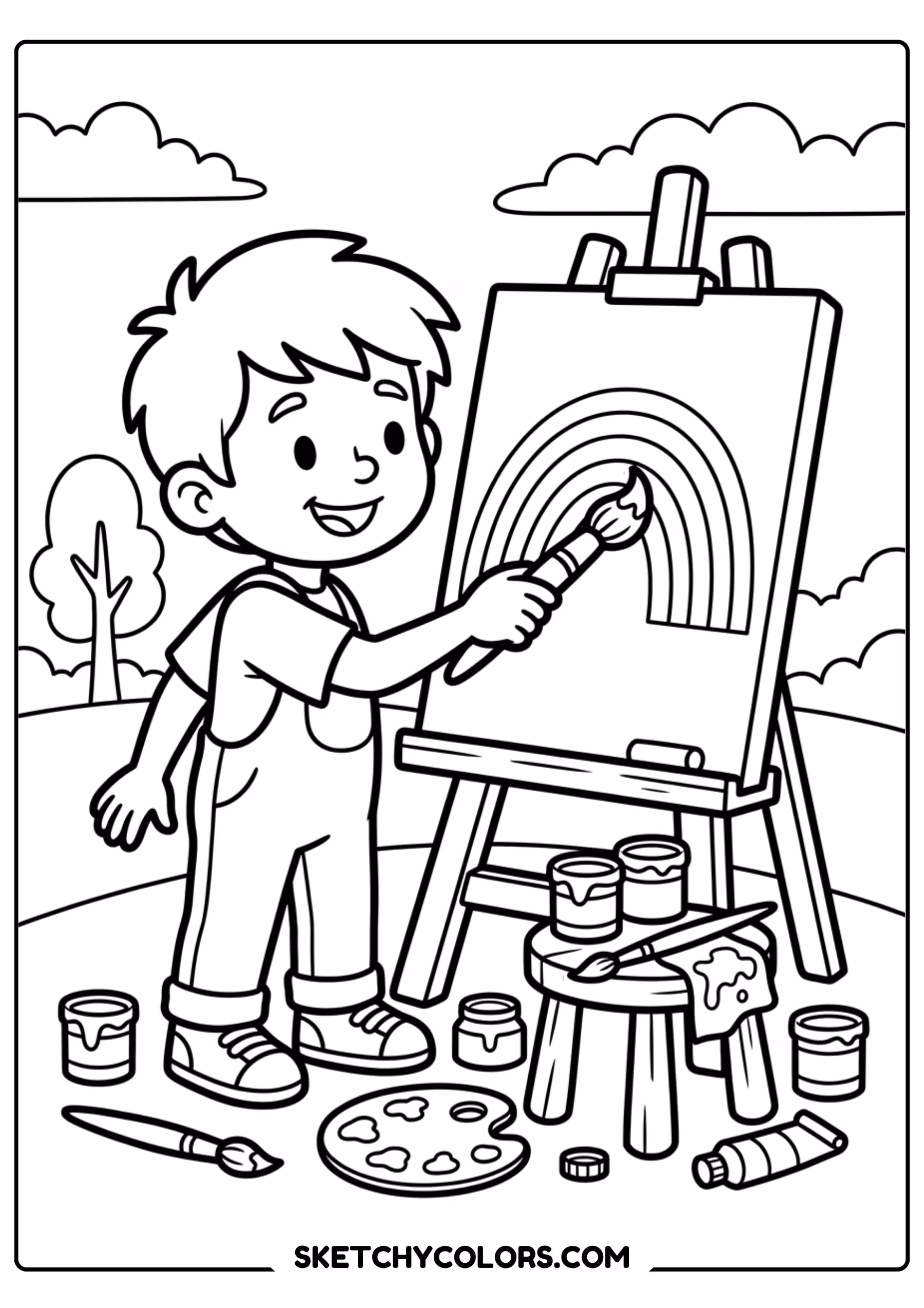 rainbow painter coloring page printable