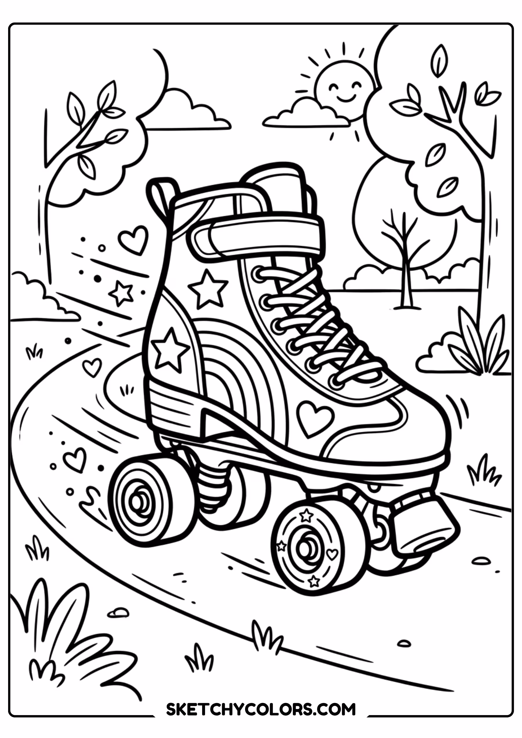 rainbow guitar coloring page printable