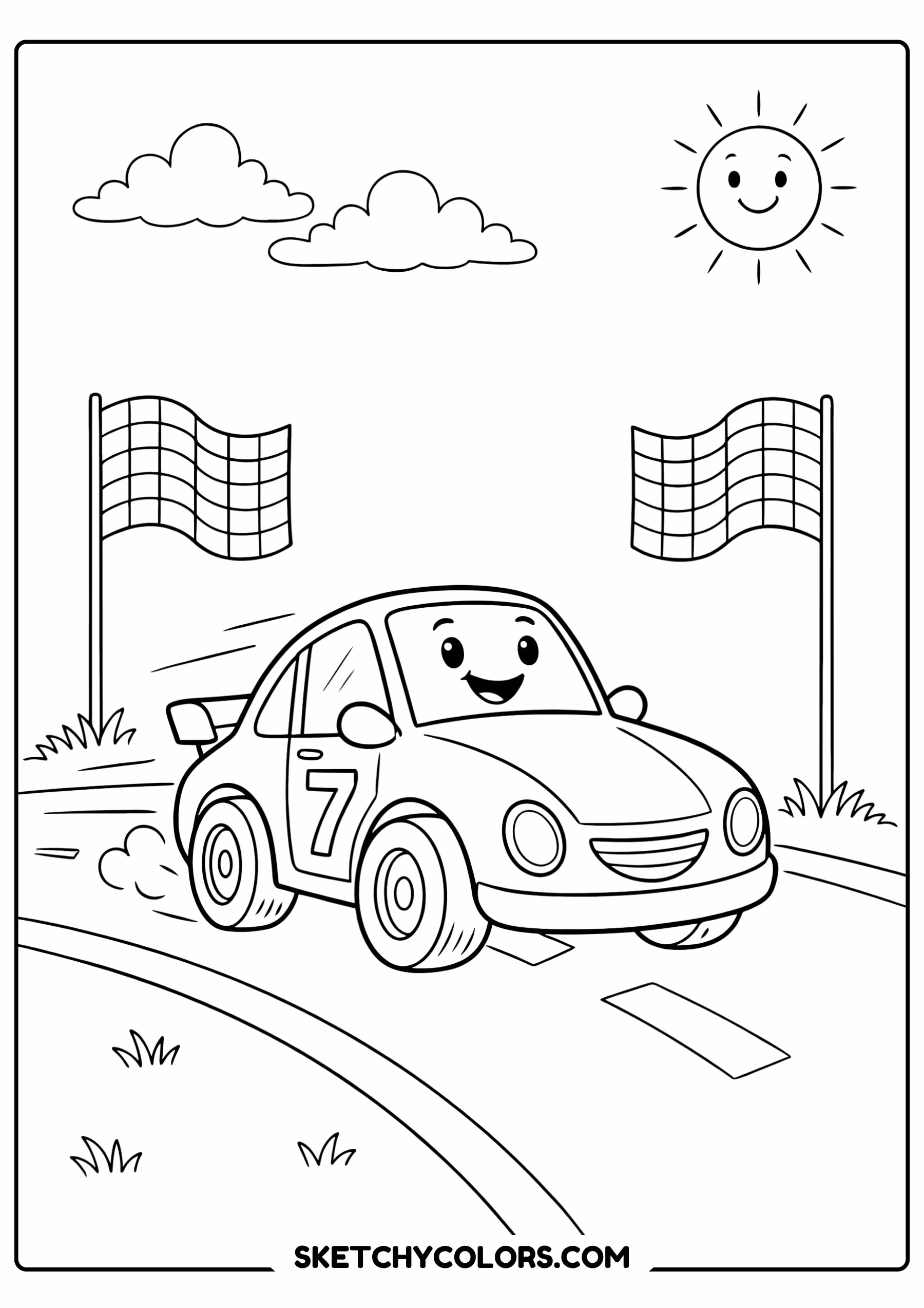 car cartoon race car free printable pdf