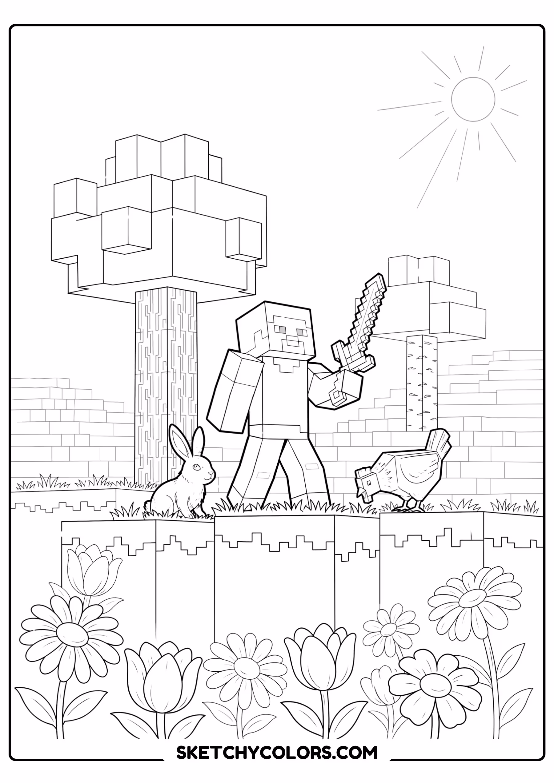 minecraft steve building free printable pdf