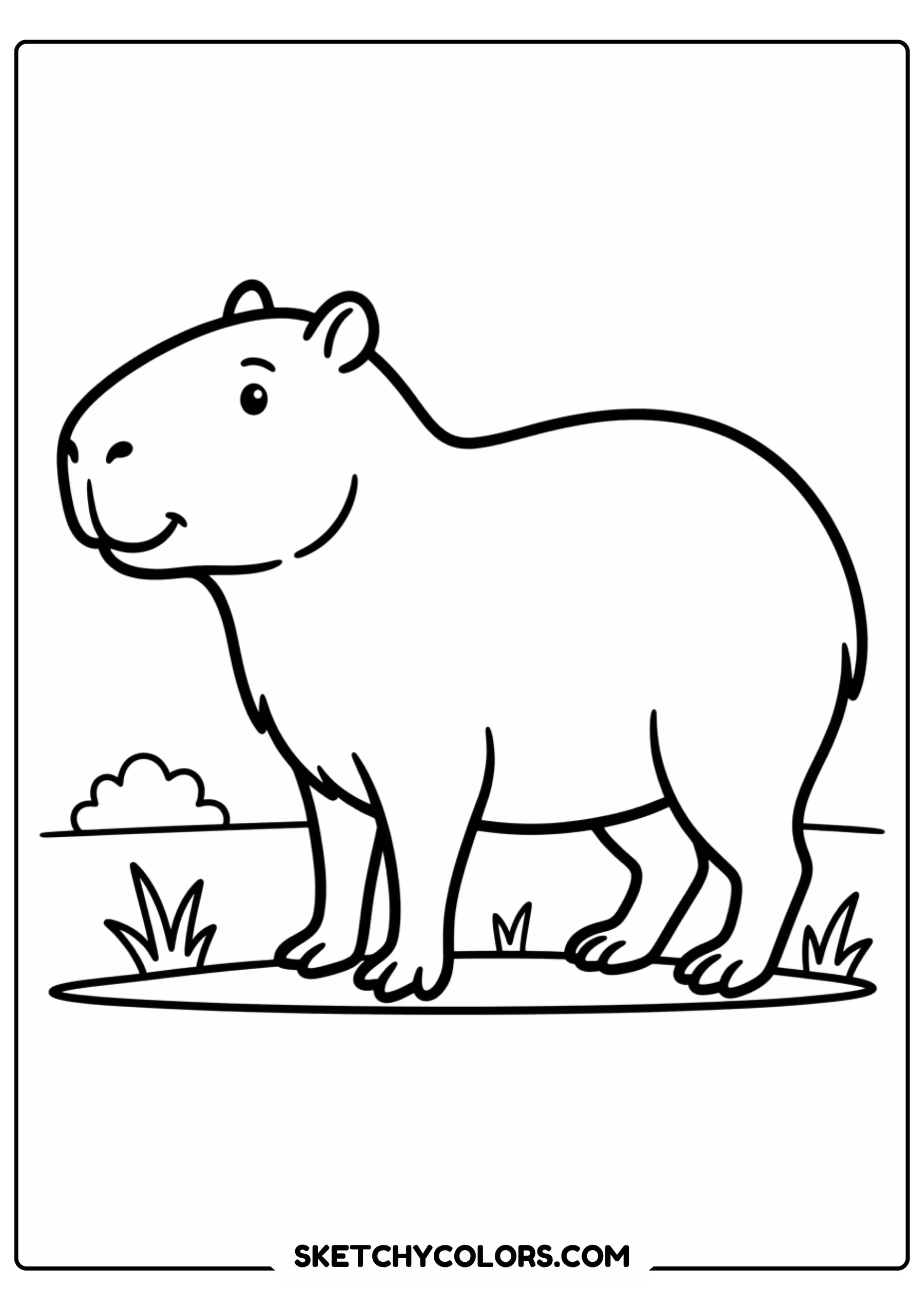 capybara mother nursing pups free printable coloring page for kids