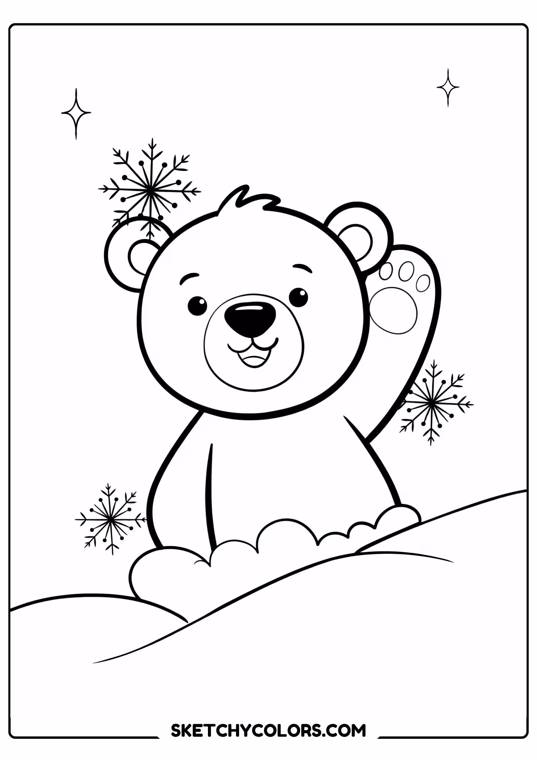 january coloring page polar bear sliding ice free printable for kids
