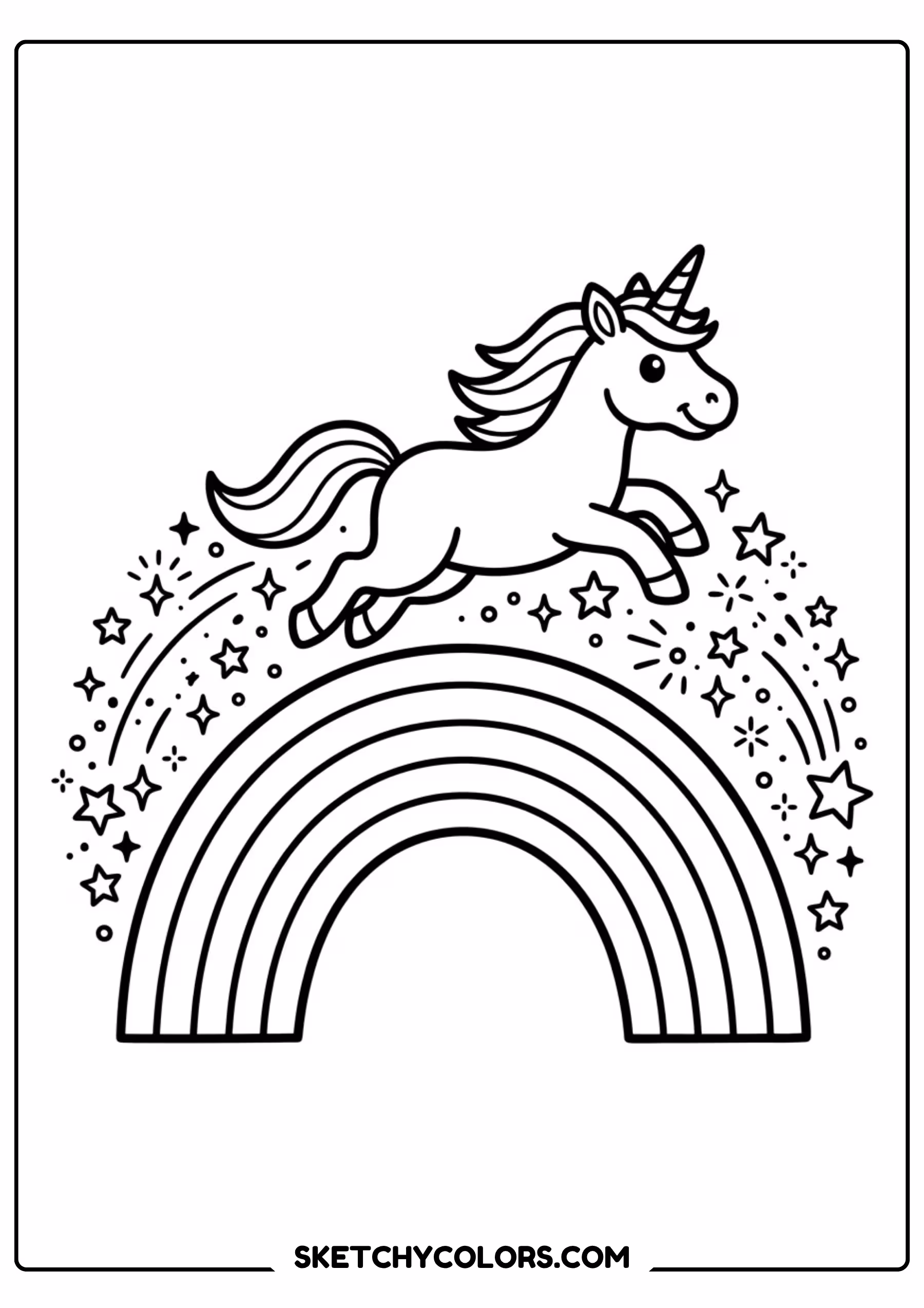unicorn rainbow arch coloring page printable