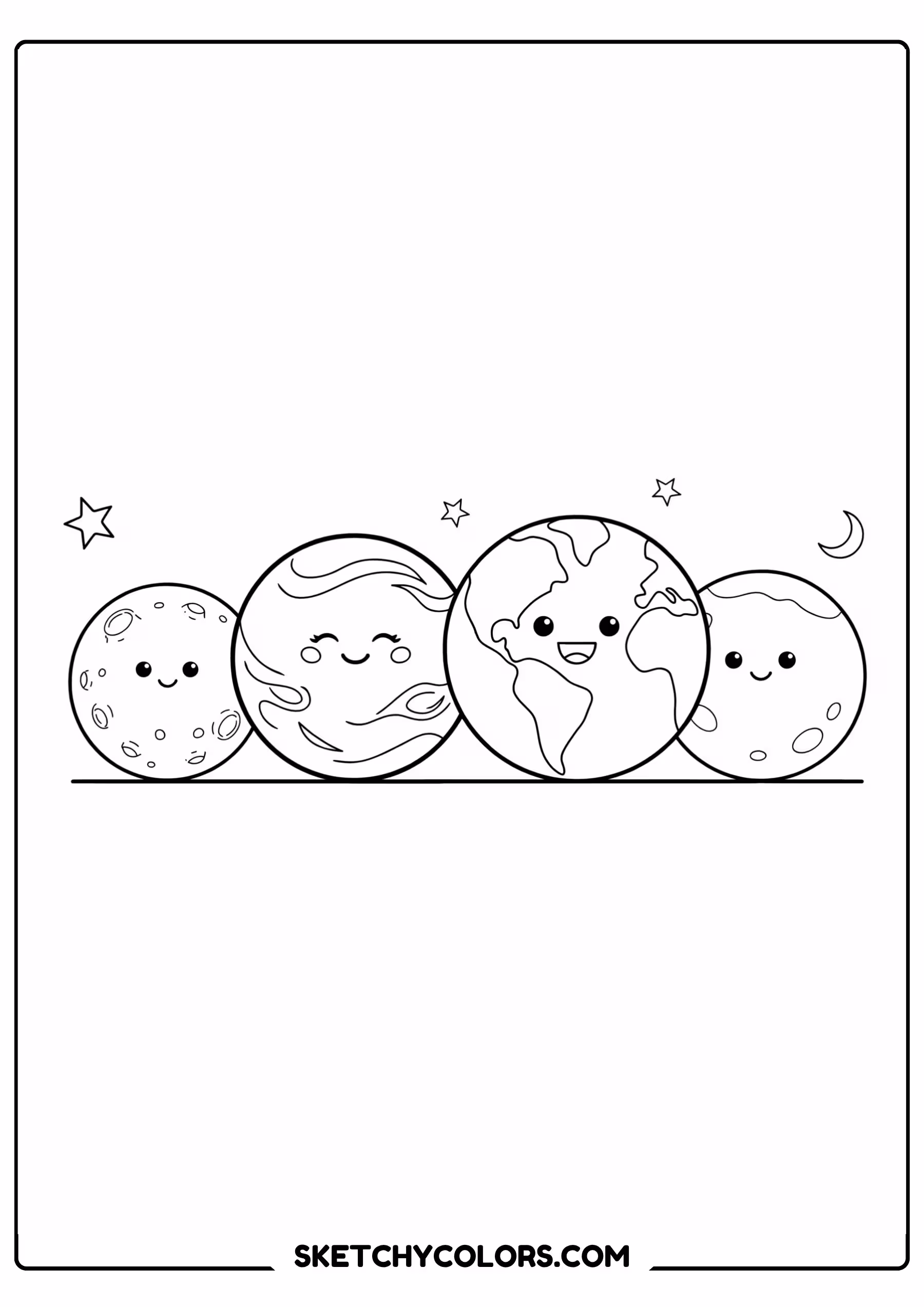 solar system coloring page inner planets mercury venus earth mars free printable for kids