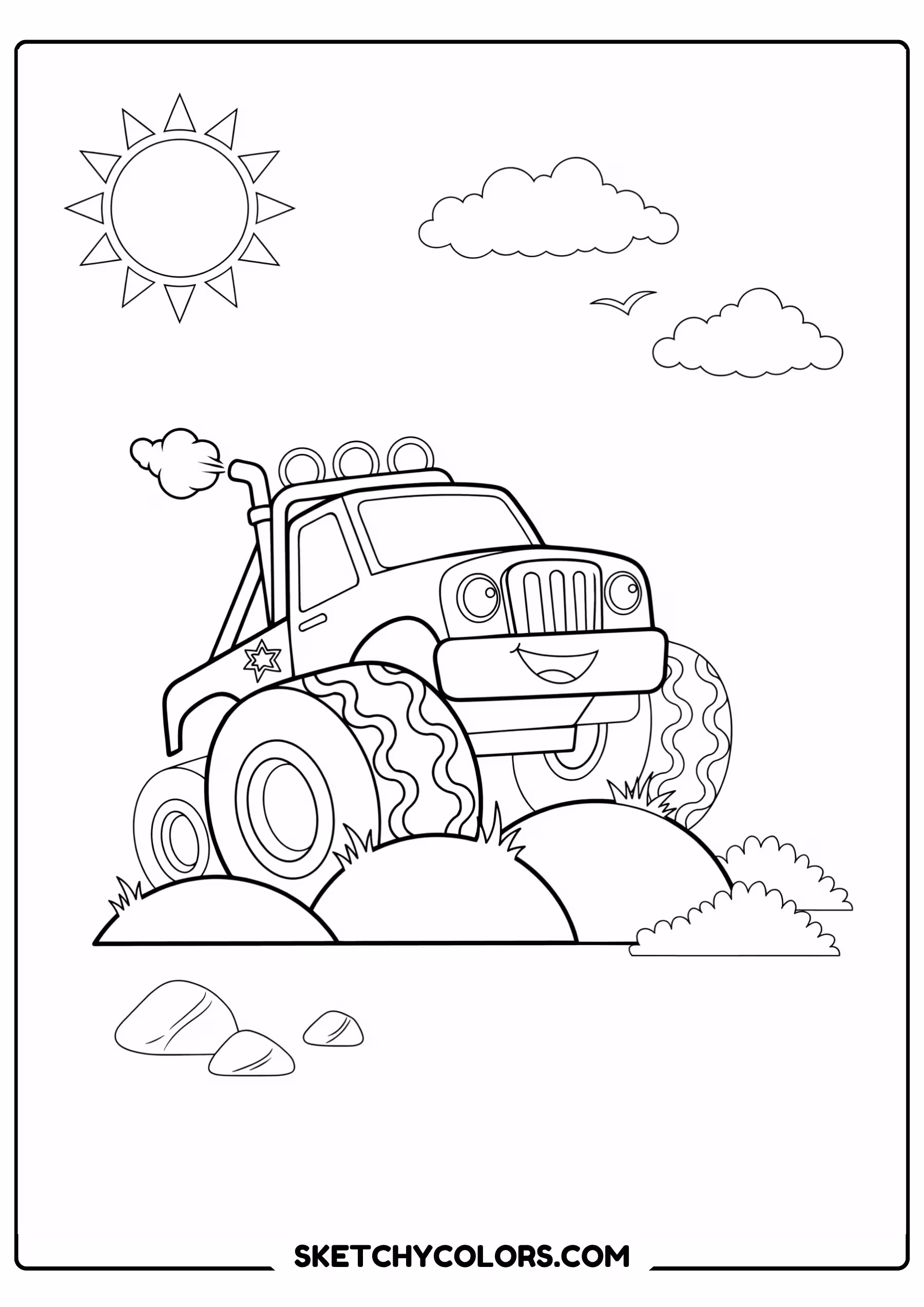 car monster car printable coloring sheet