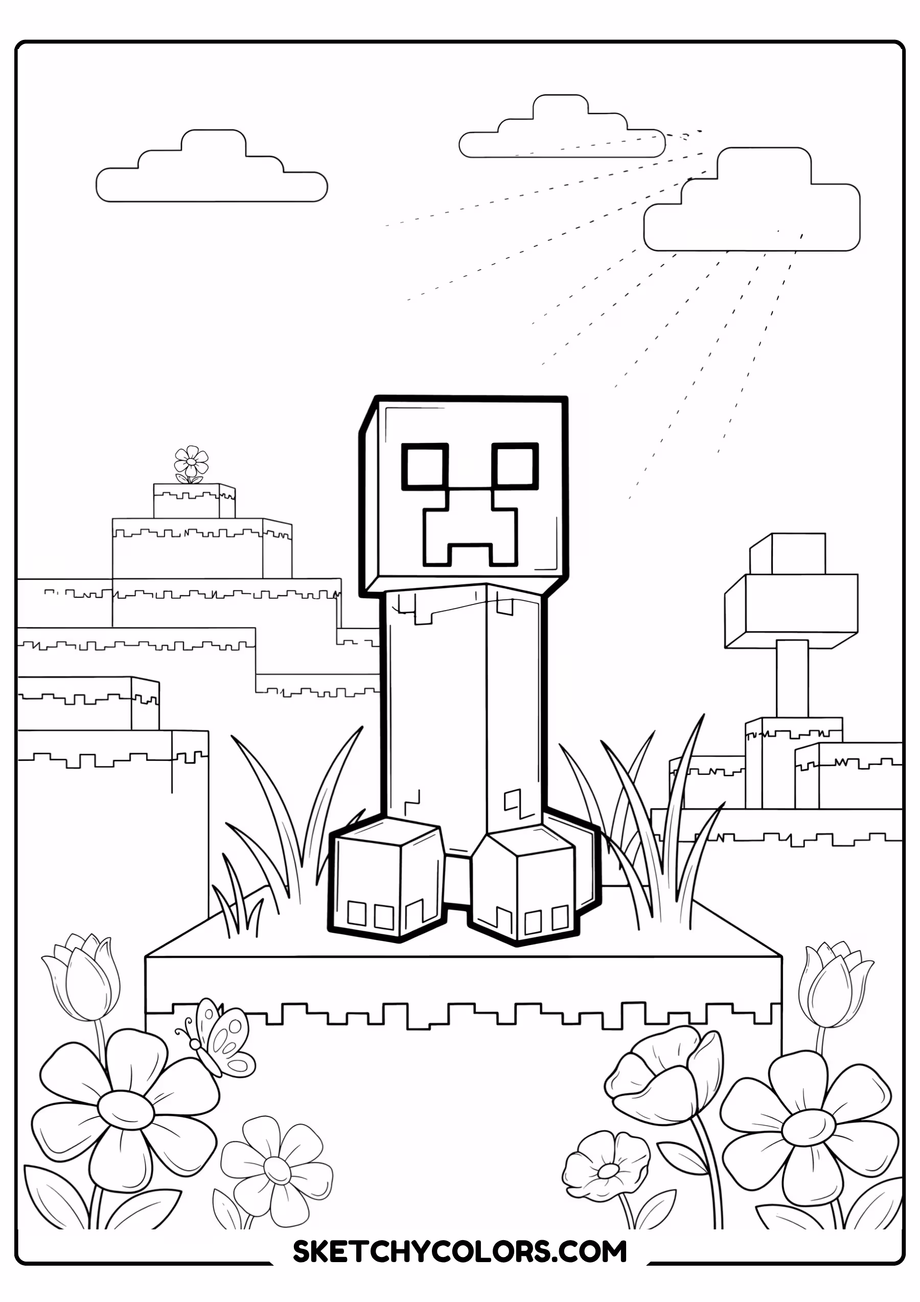 minecraft creeper printable coloring sheet