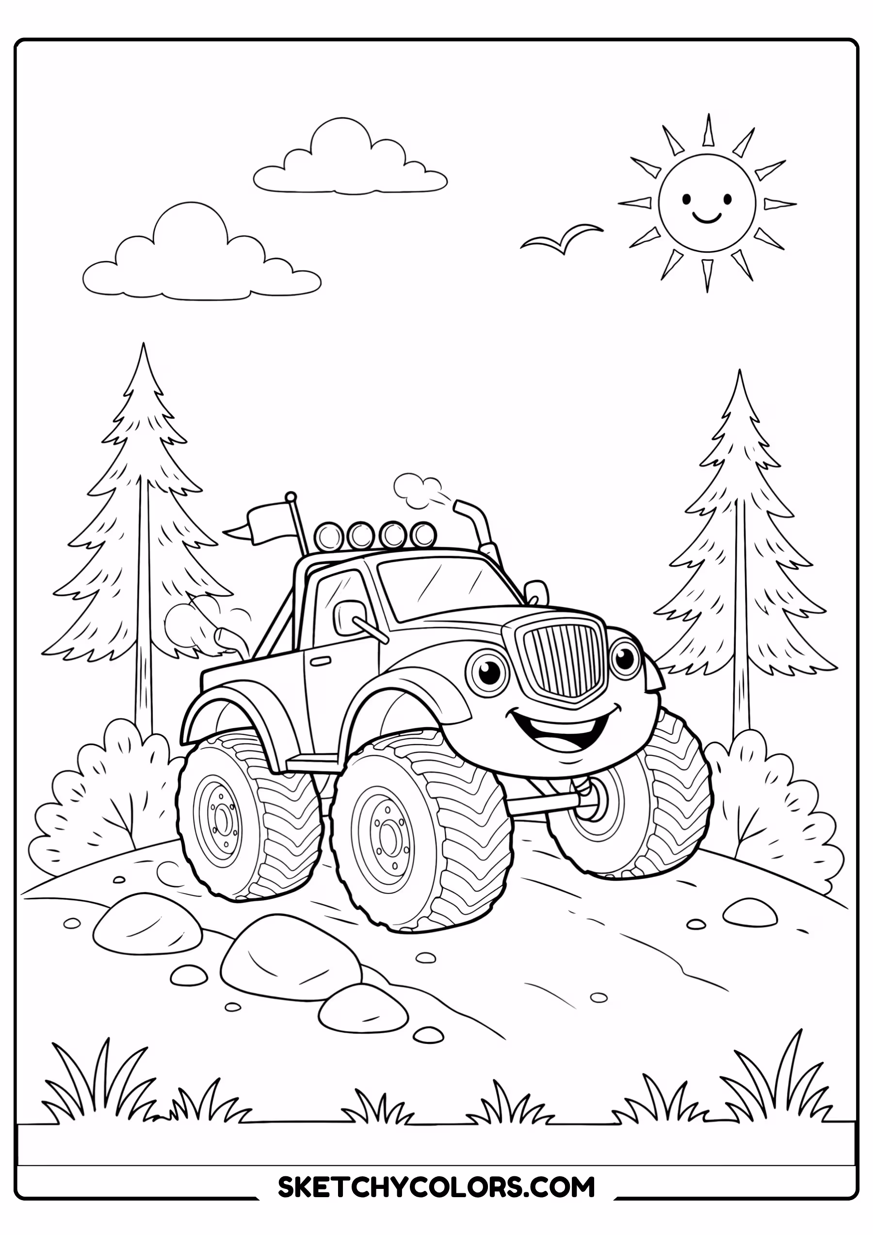 monster truck cartoon monster truck printable coloring sheet