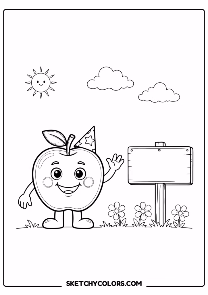 apple hat s printable coloring sheet