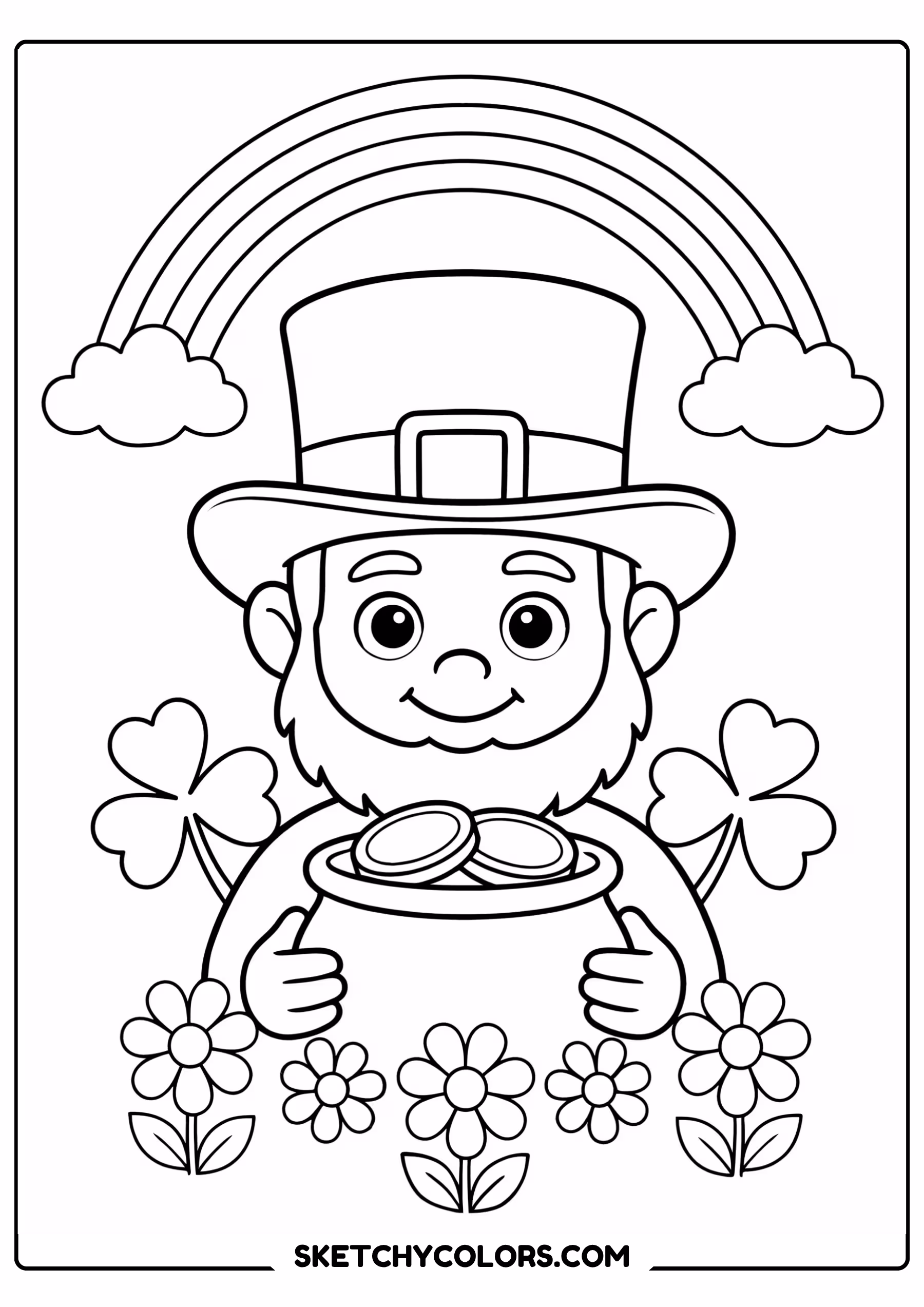 march coloring page leprechaun pot gold shamrocks free printable pdf