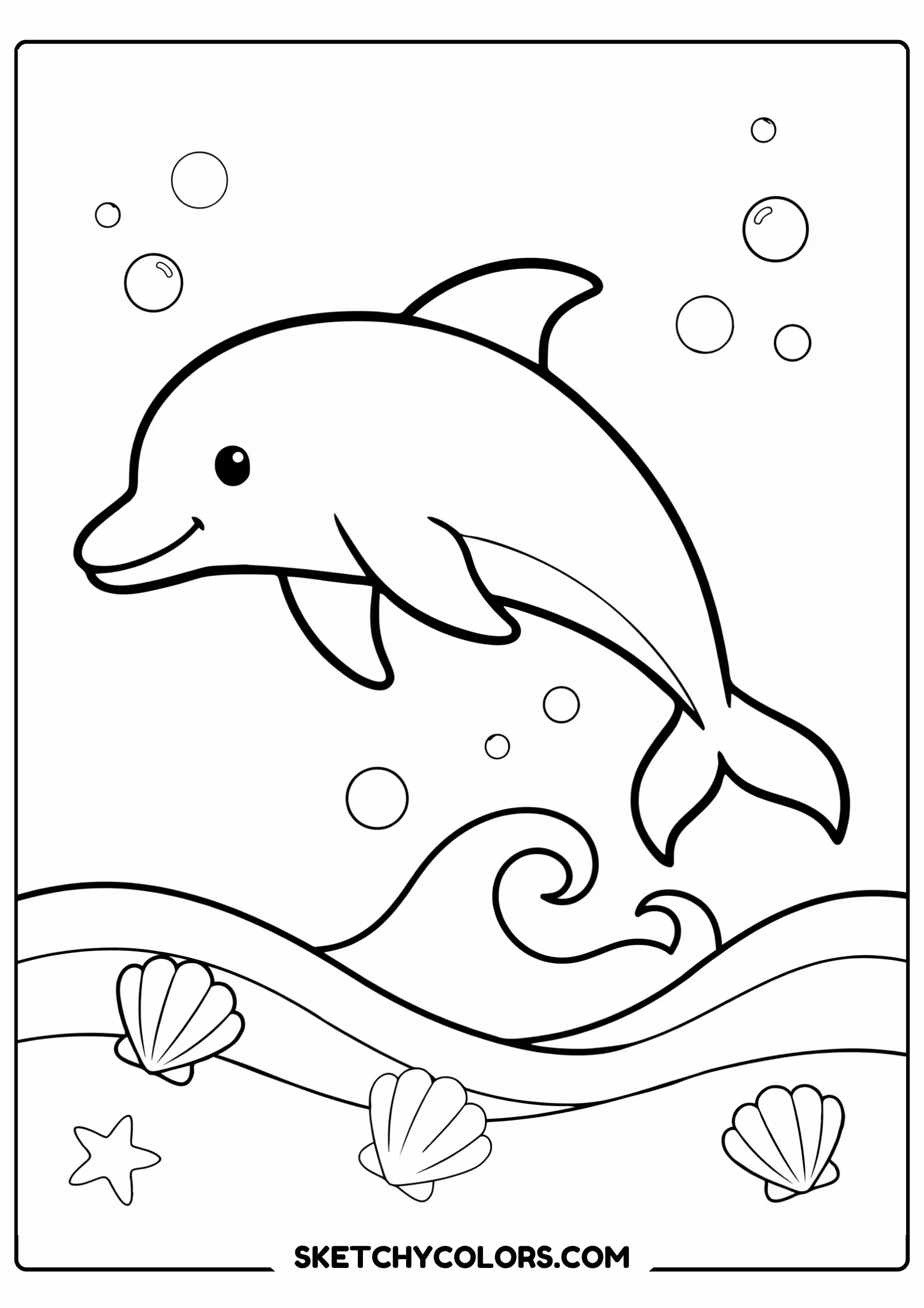 summer coloring page dolphin jumping ocean waves free printable pdf
