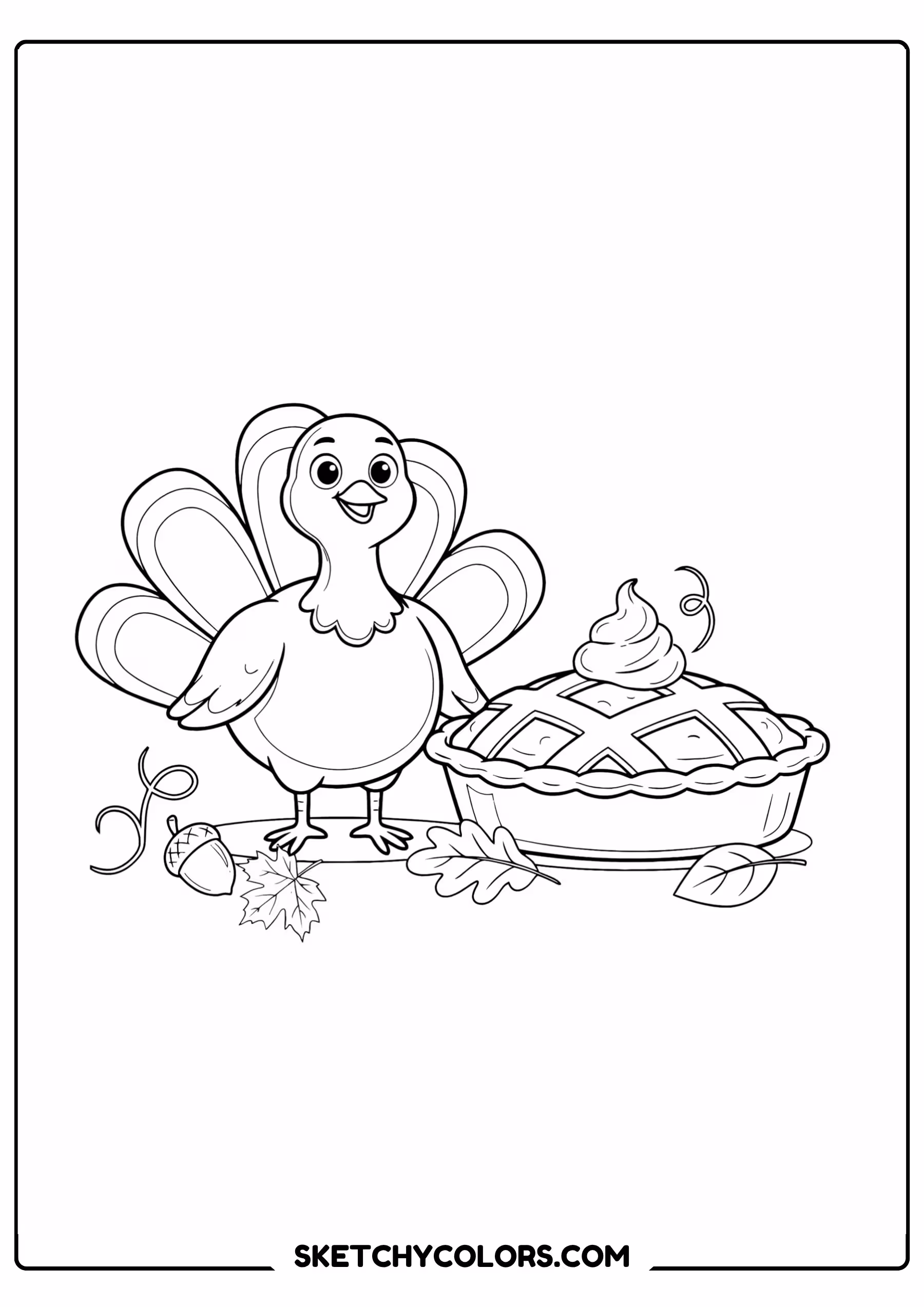 thanksgiving coloring page turkey pumpkin pie free printable pdf