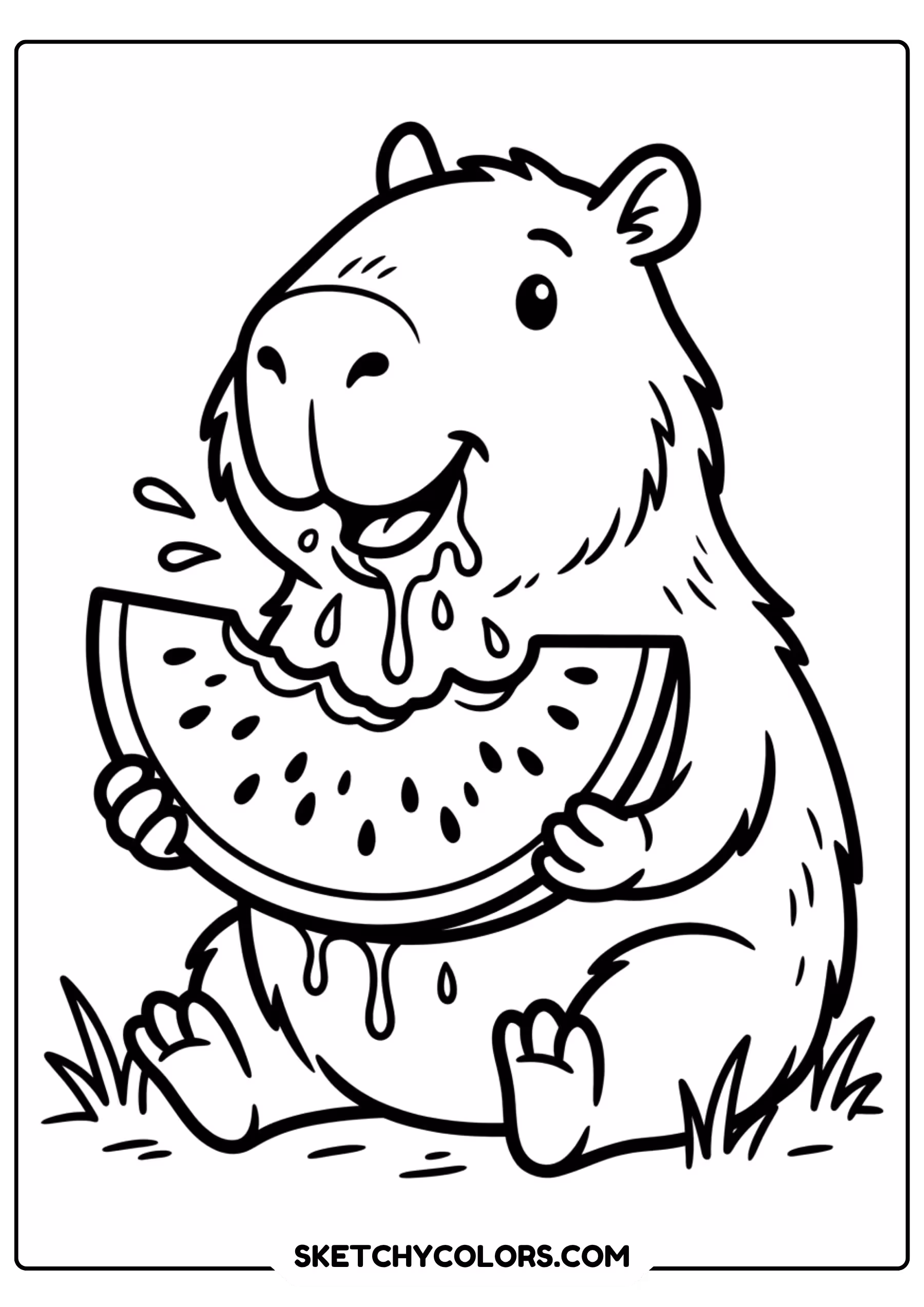 capybara deer friend free printable coloring page for kids