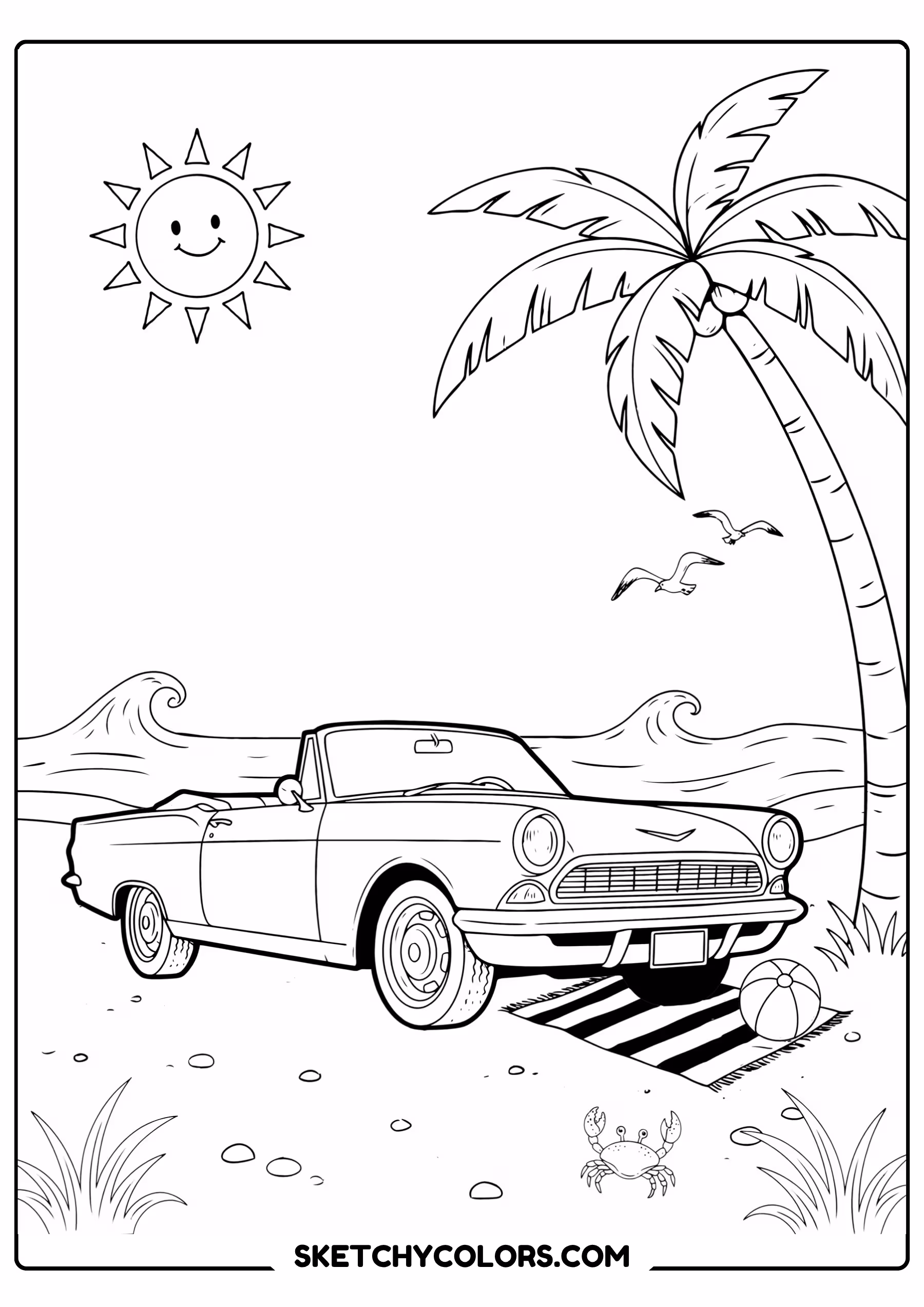 car vintage convertible car free coloring sheet for kids