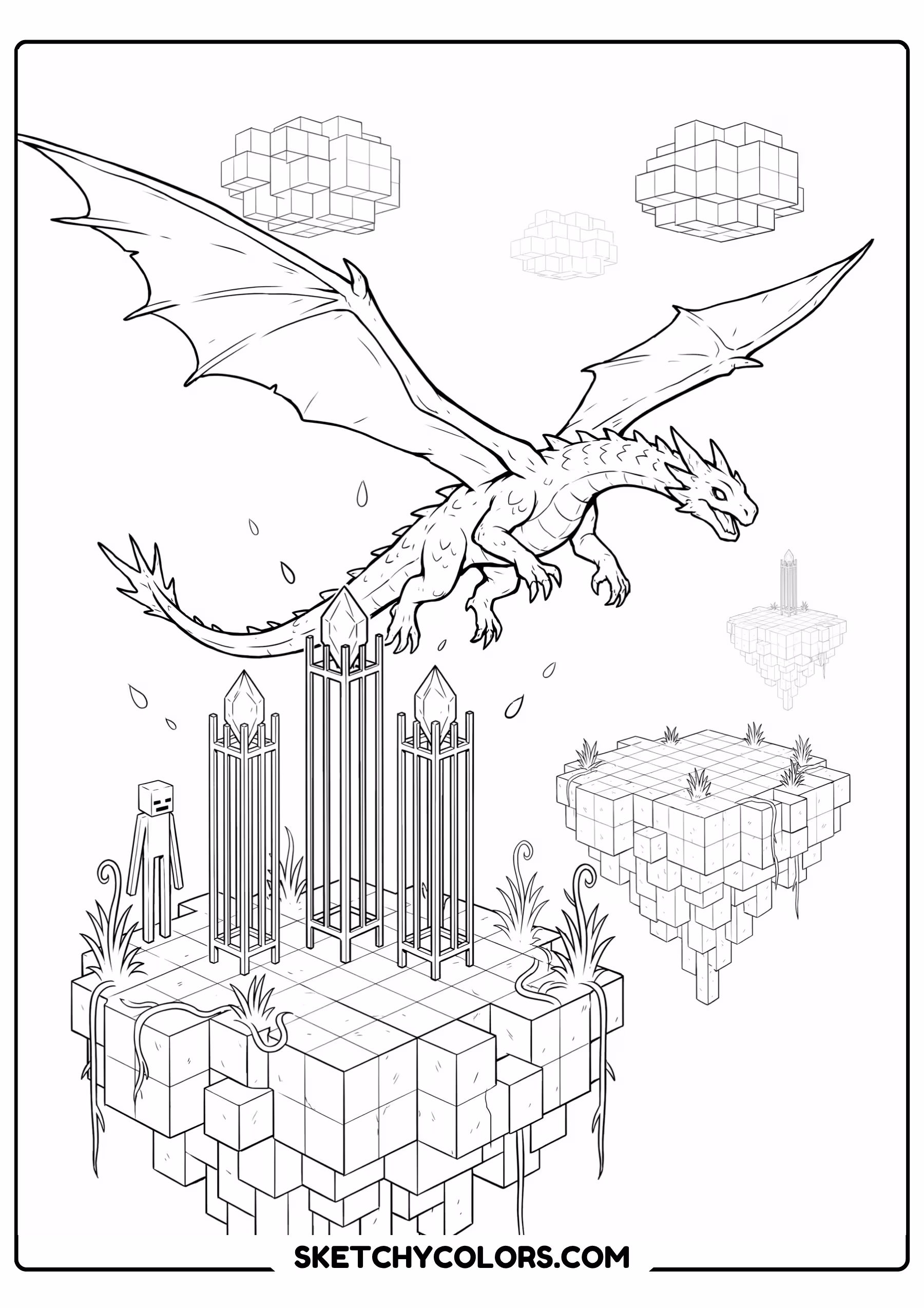 minecraft ender dragon free coloring sheet for kids