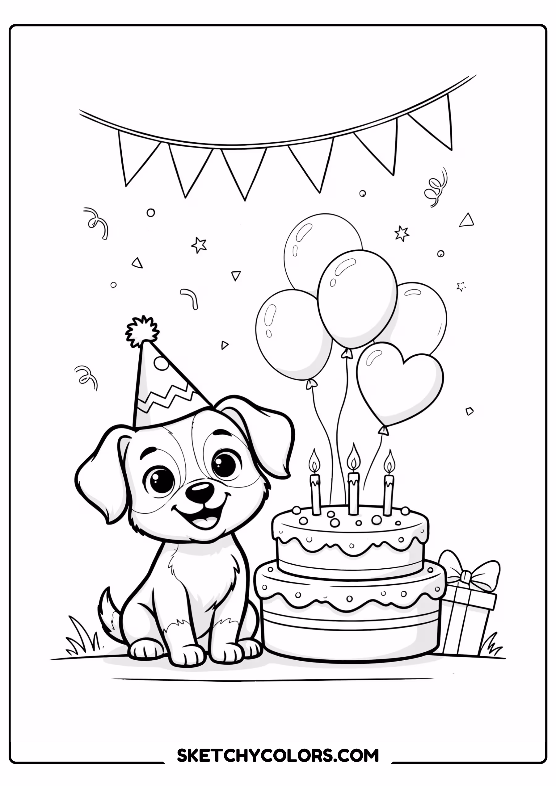 puppy birthday party free coloring sheet for kids