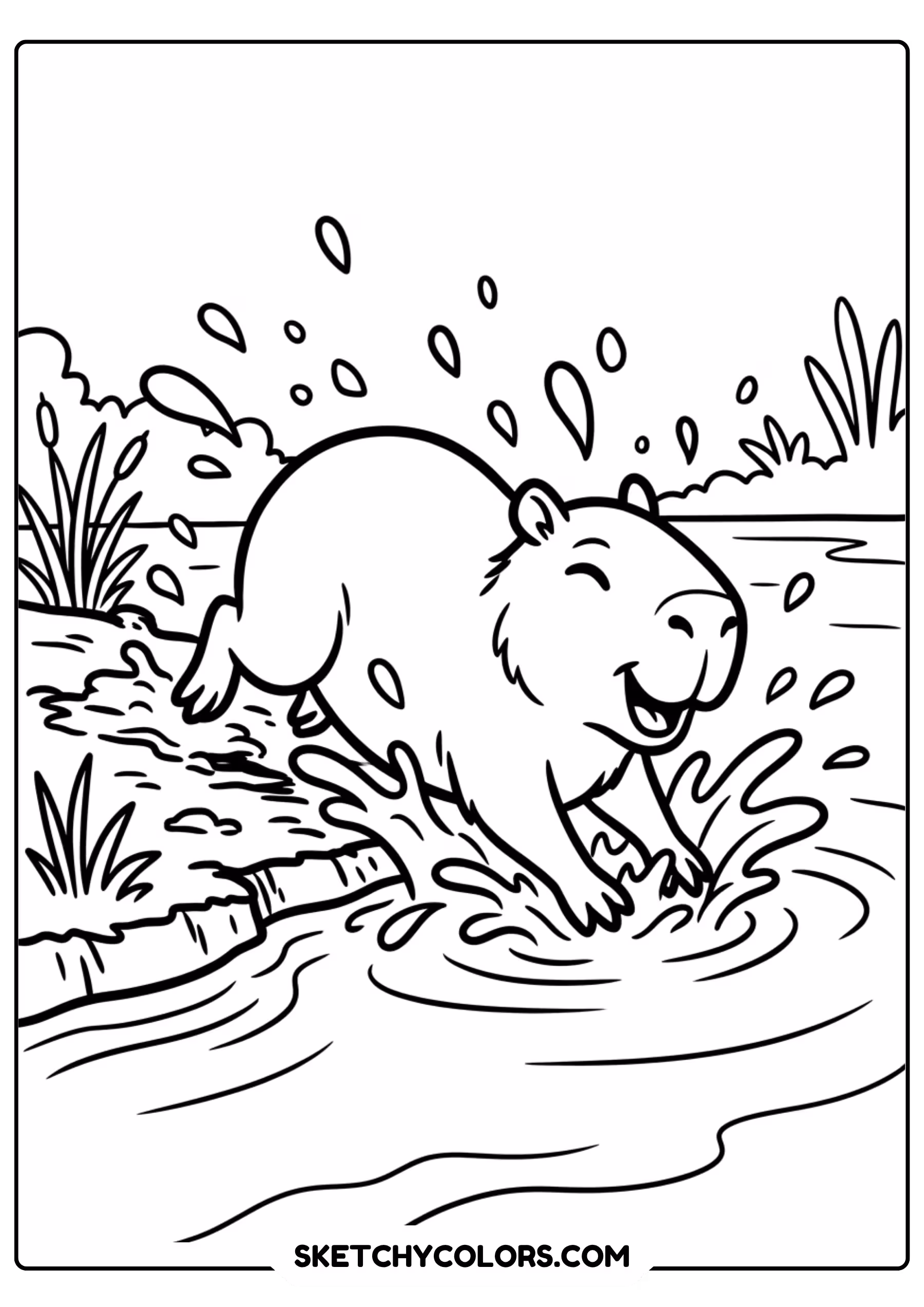 capybara family wild free printable coloring page for kids