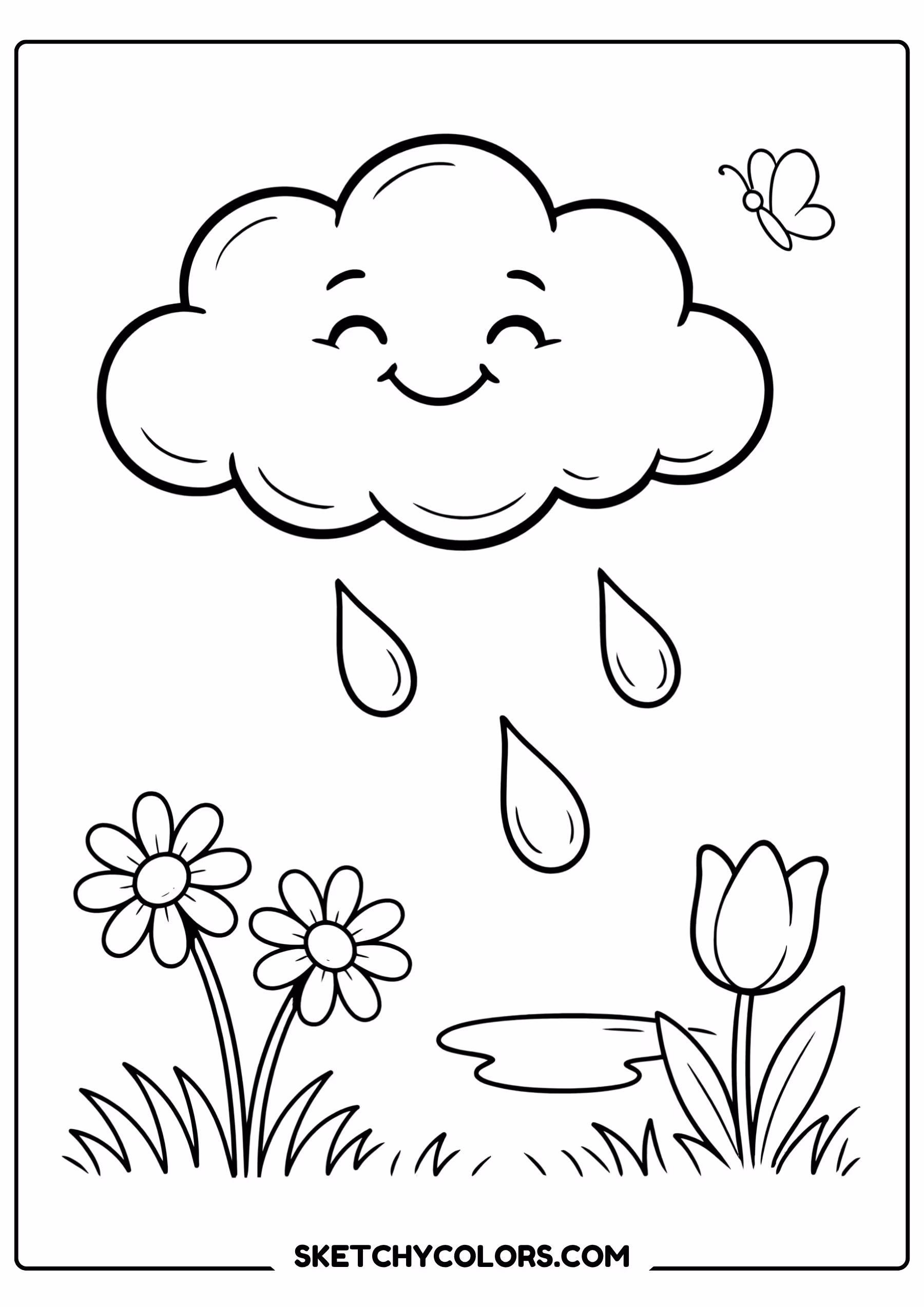 april rain cloud free printable coloring sheet