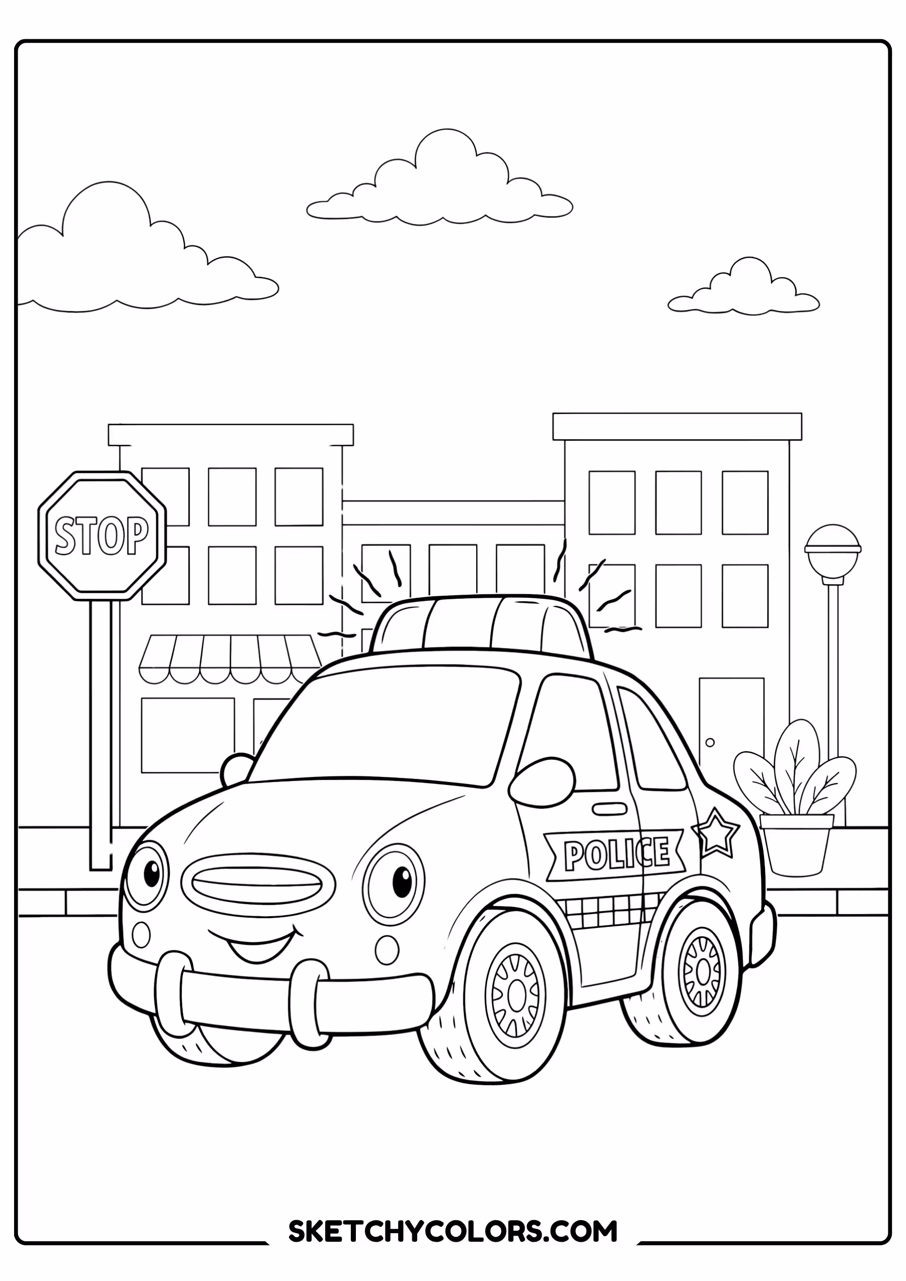 car police car free printable coloring sheet