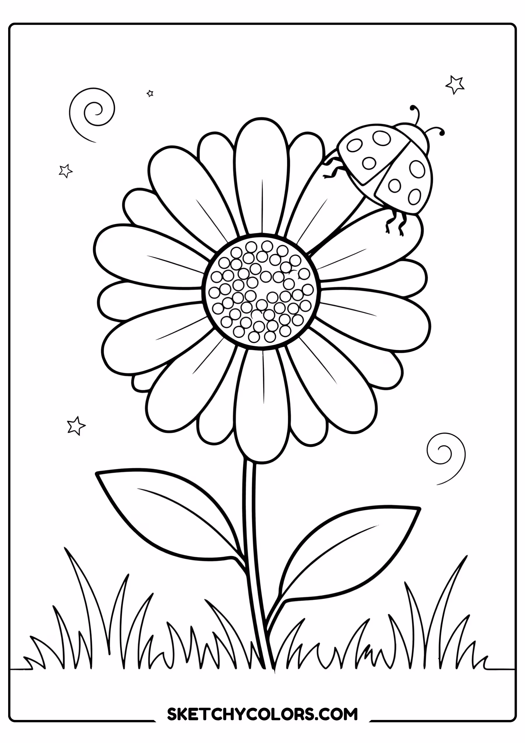 daisy coloring page daisy ladybug petal free printable pdf