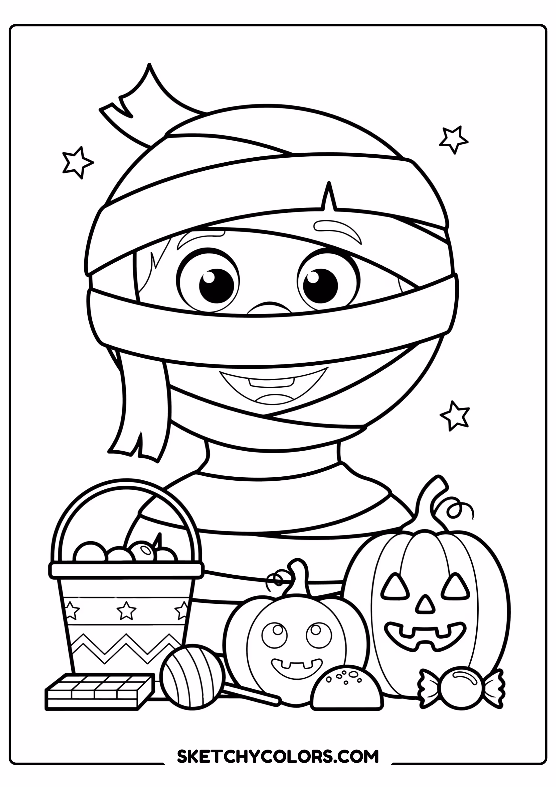 halloween coloring page friendly mummy bandages free printable pdf