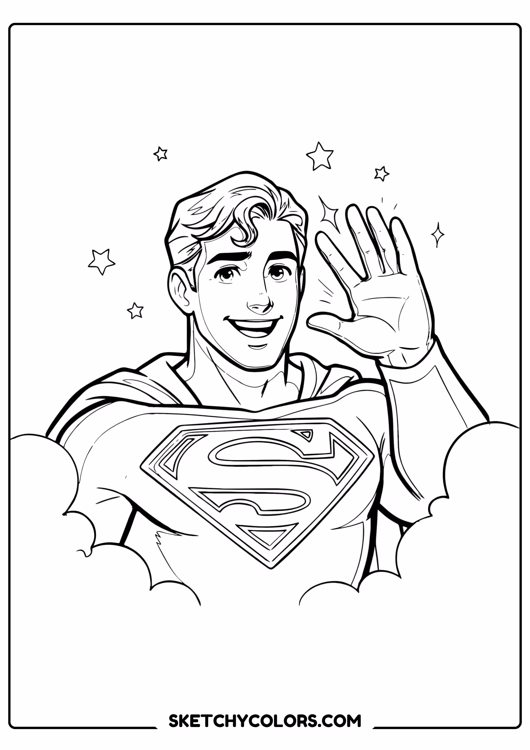 superman waving children coloring page free printable coloring sheet