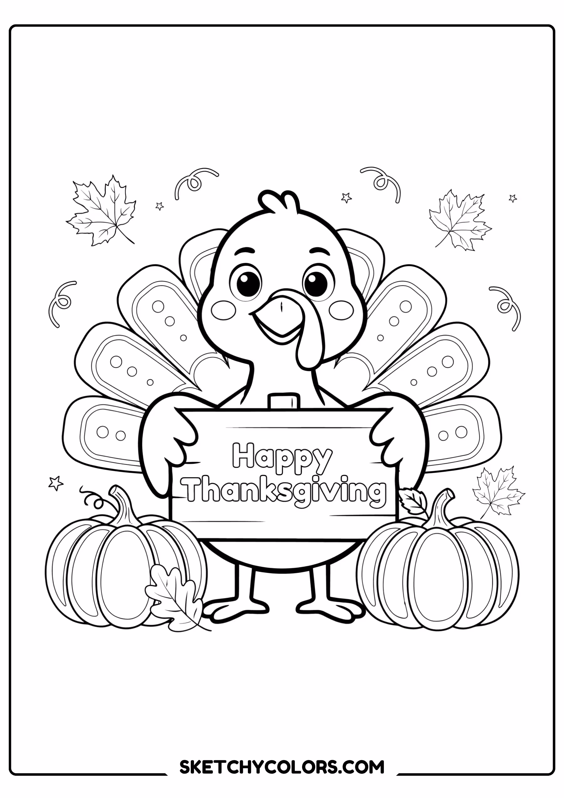 thanksgiving coloring page turkey happy thanksgiving sign free printable pdf