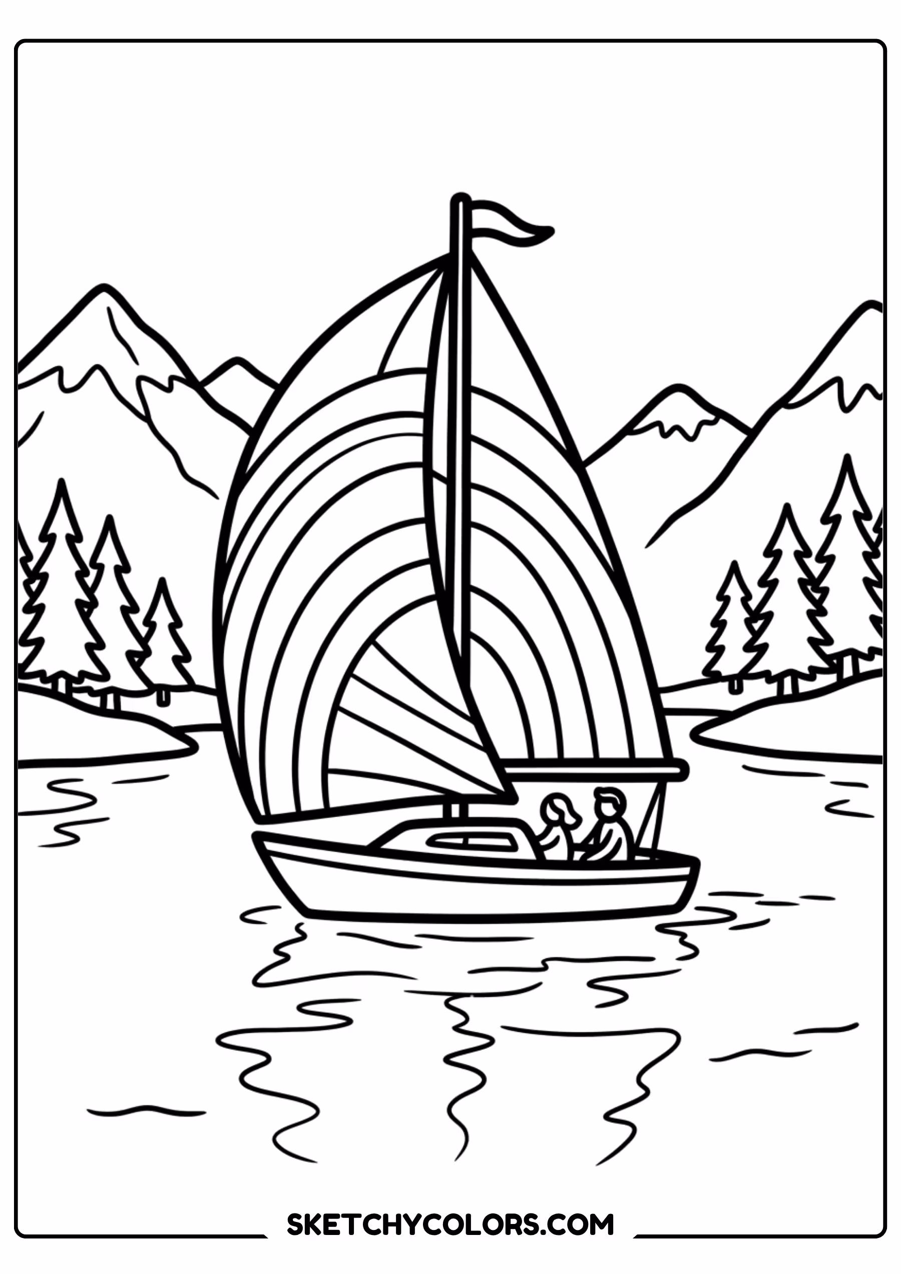 rainbow duck umbrella coloring page printable
