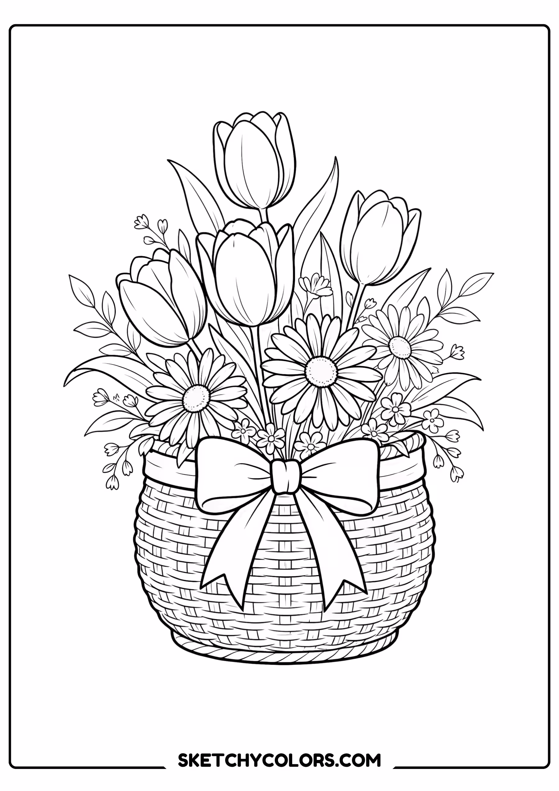 april flower basket printable for kids pdf