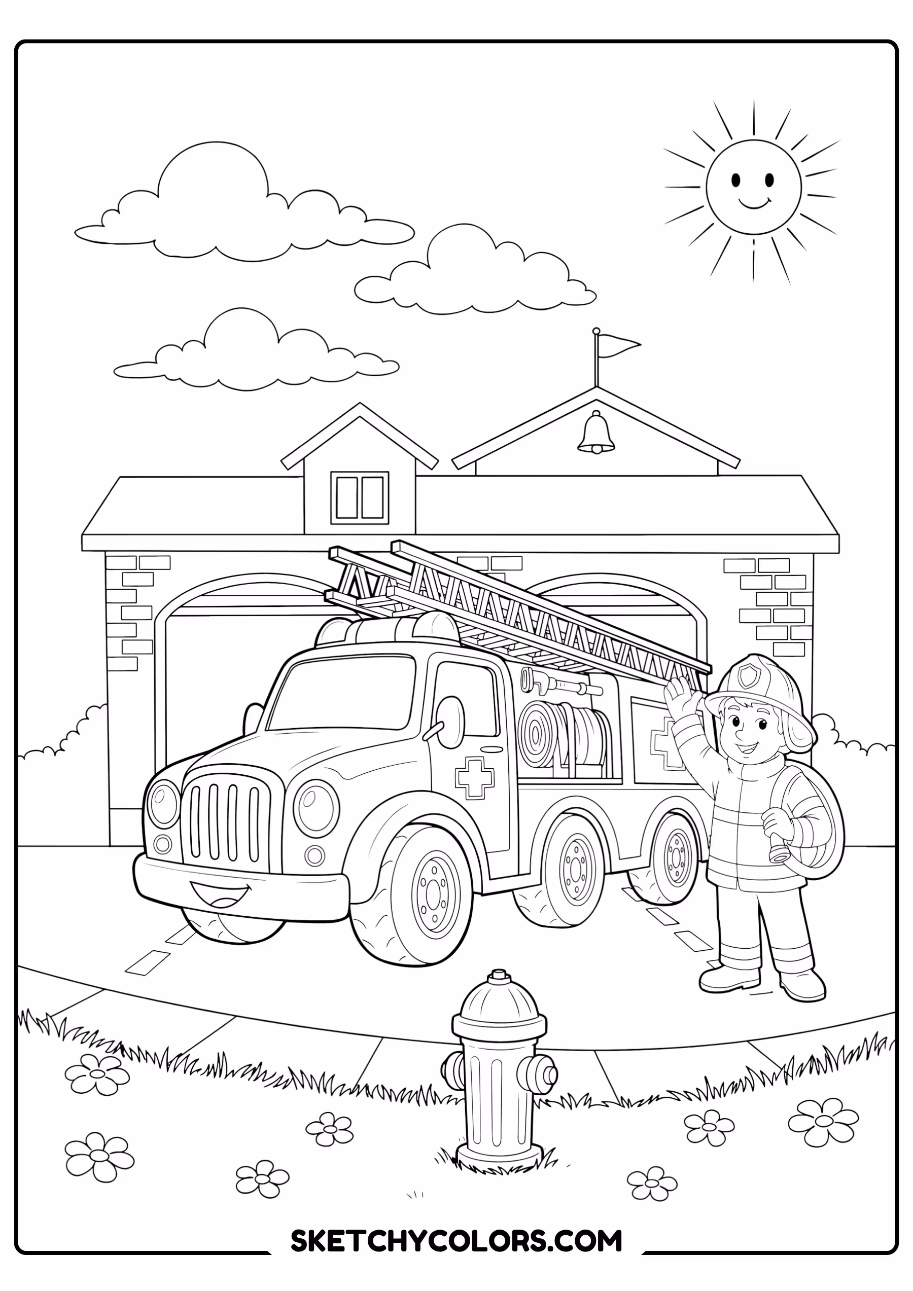 car fire rescue car printable for kids pdf