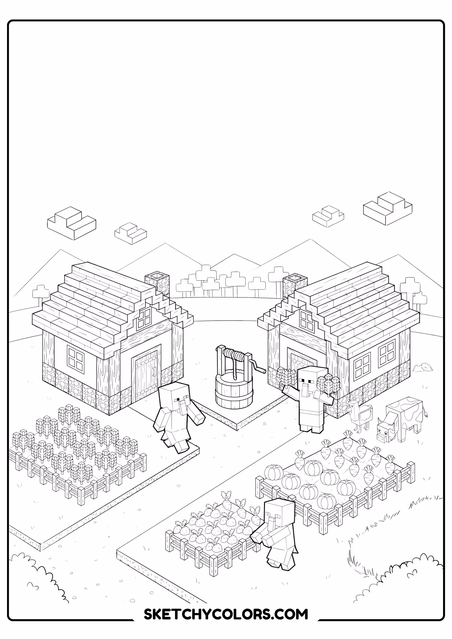 minecraft village printable for kids pdf
