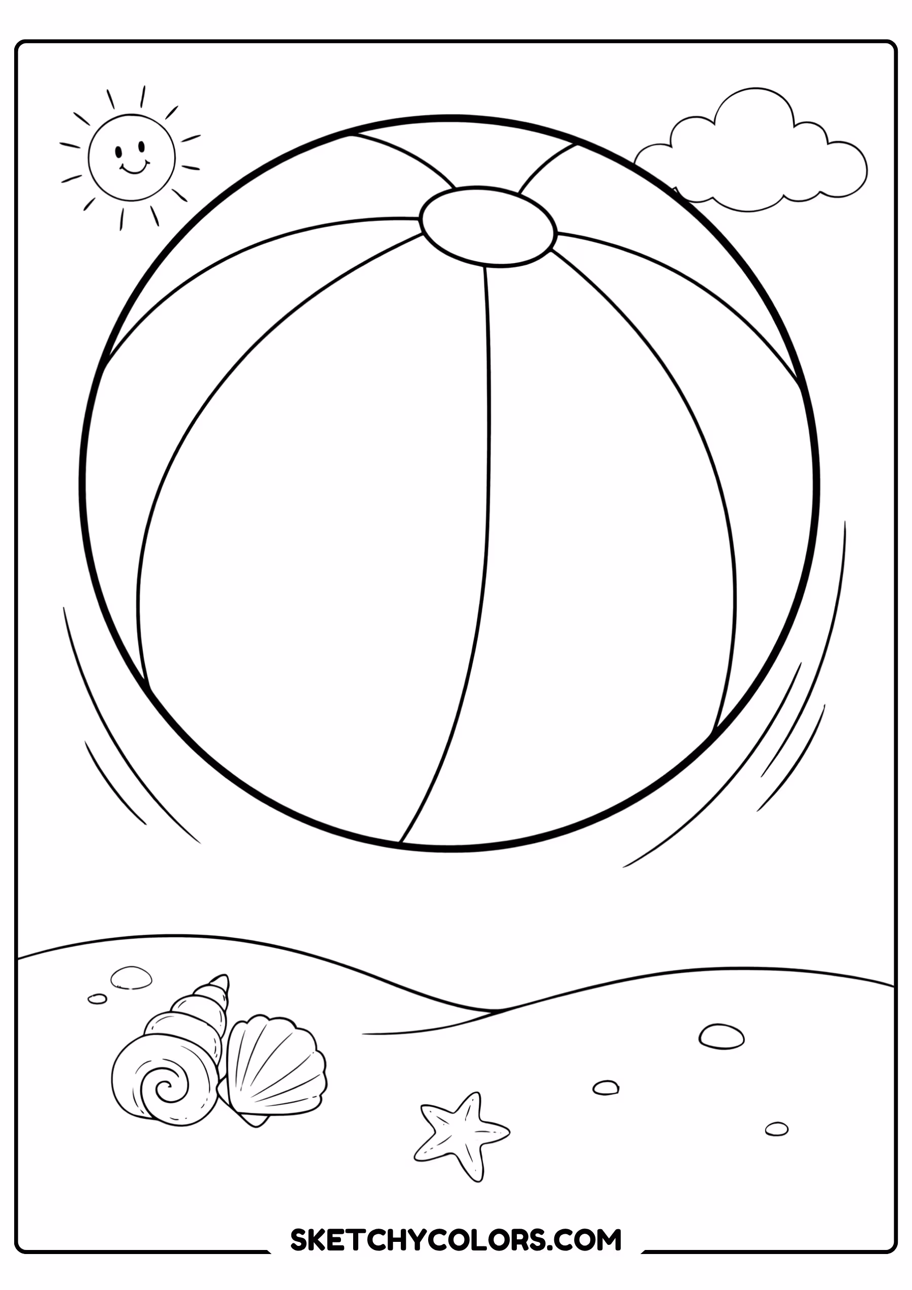 summer coloring page beach ball sand summer scene free printable for kids