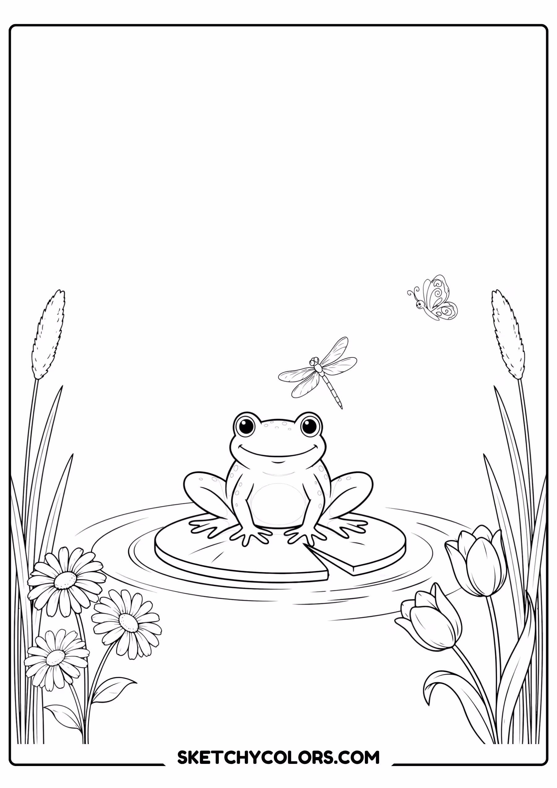 april frog on a lily pad free pdf coloring page