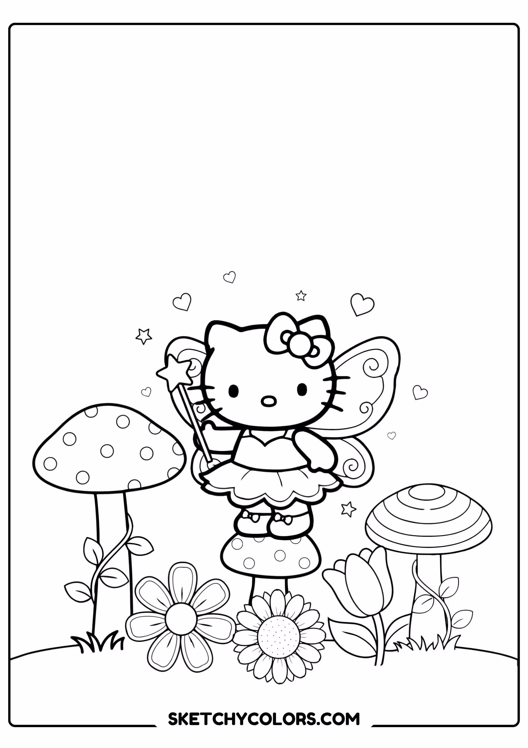 hello kitty fairy free pdf coloring page