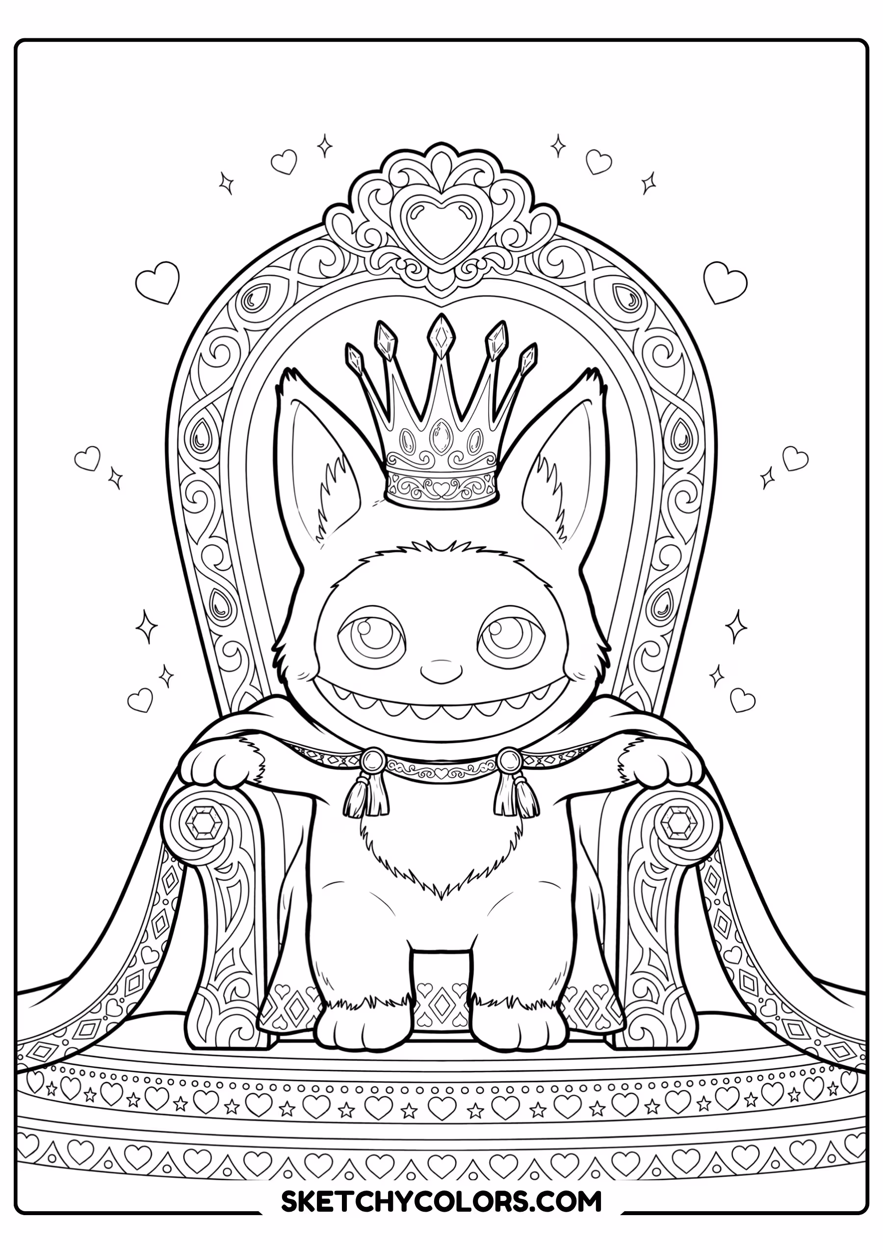 labubu royal labubu free pdf coloring page