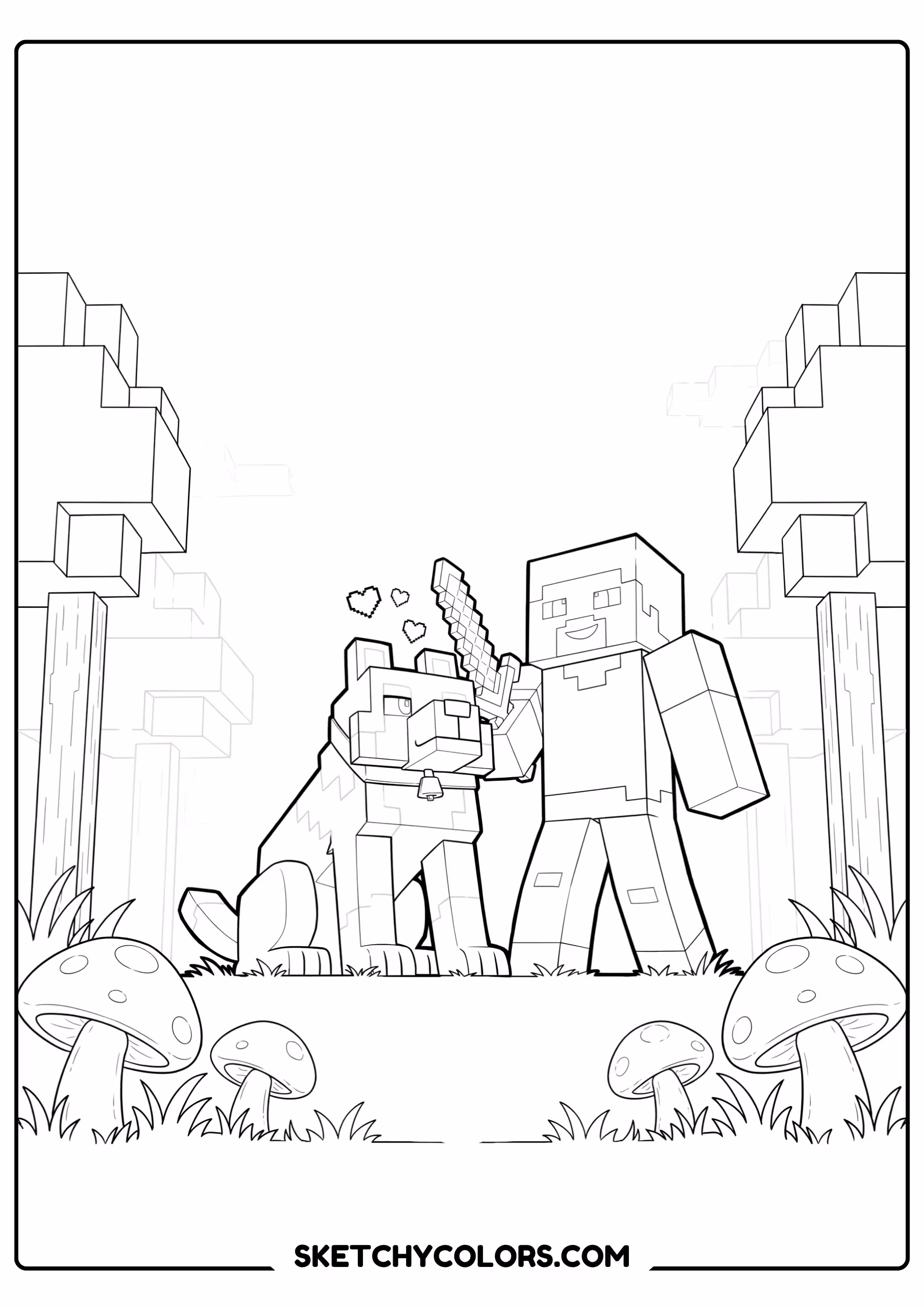 minecraft wolf companion free pdf coloring page