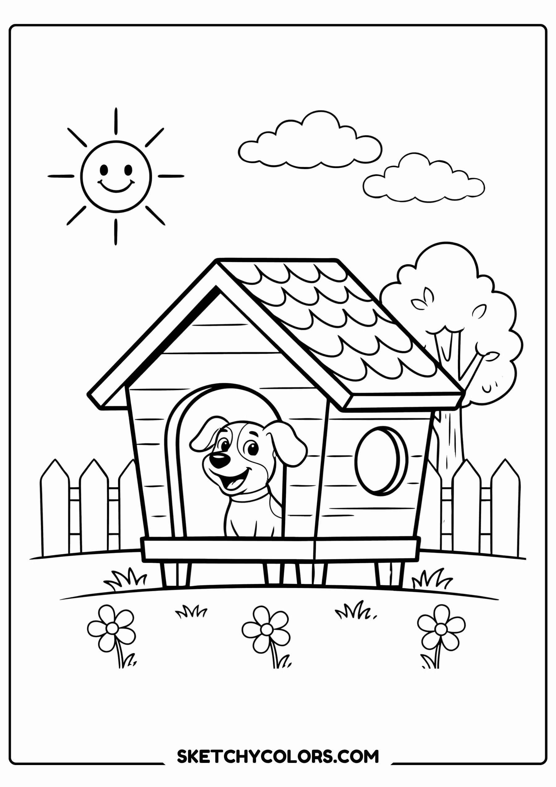 dog coloring page puppy doghouse free printable pdf