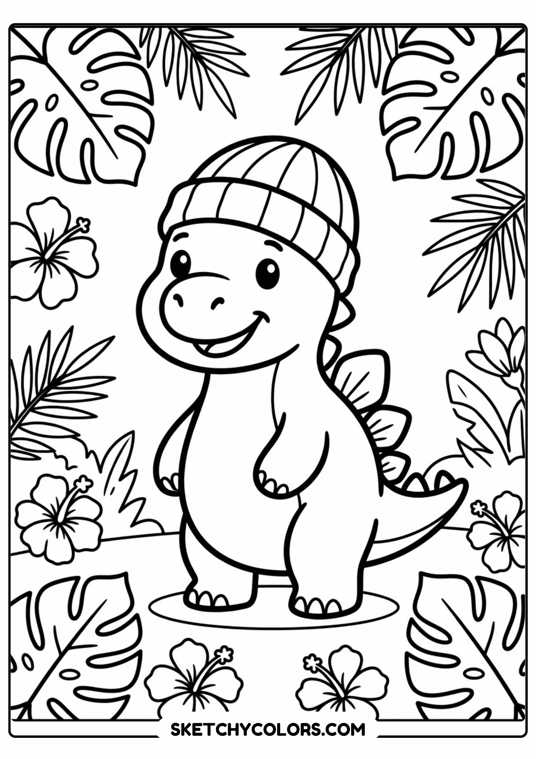 dinosaur rainbow coloring page printable