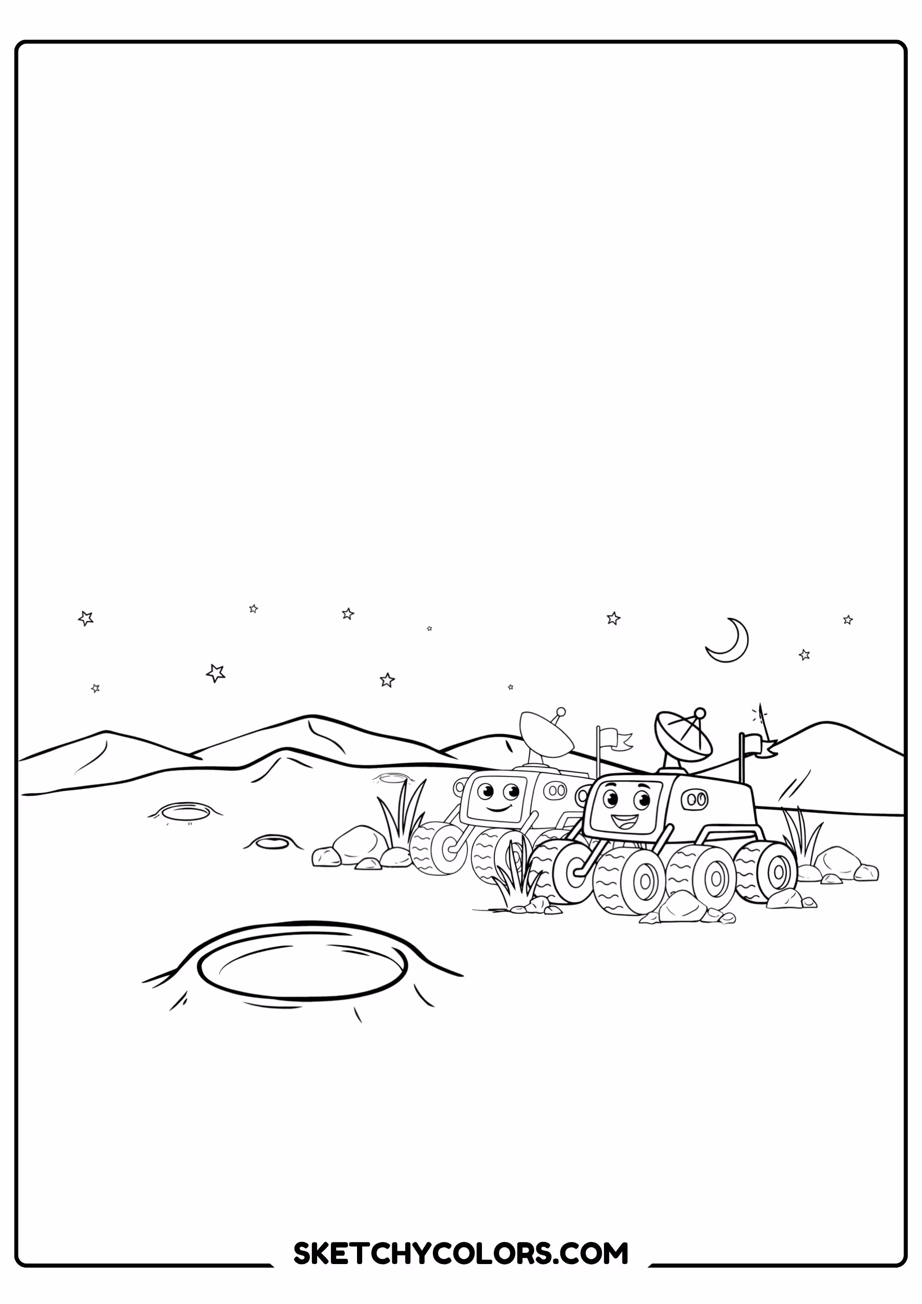 solar system coloring page mars rovers exploring free printable pdf