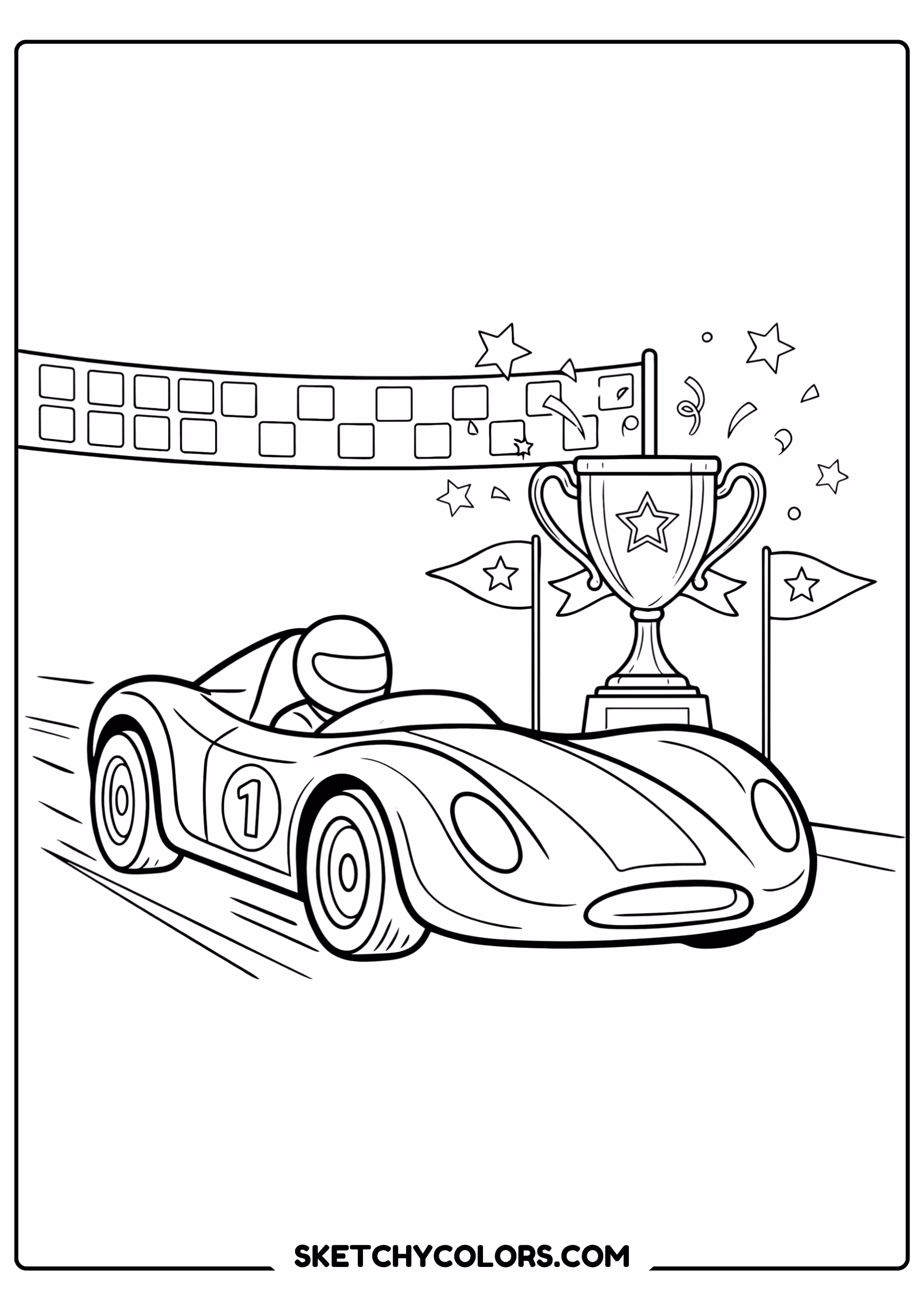 car race car finish line coloring sheet free printable