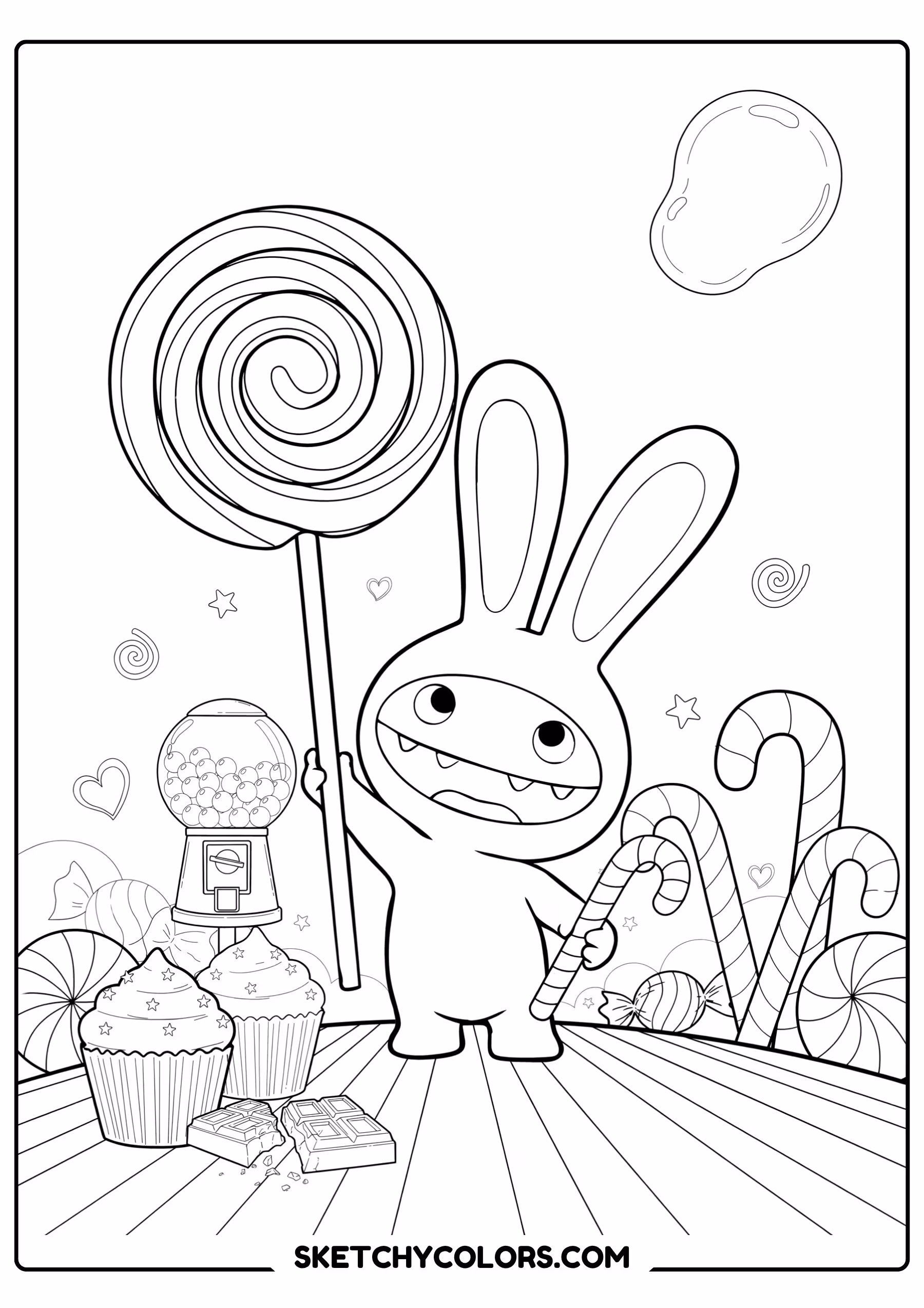 labubu candy land coloring sheet free printable
